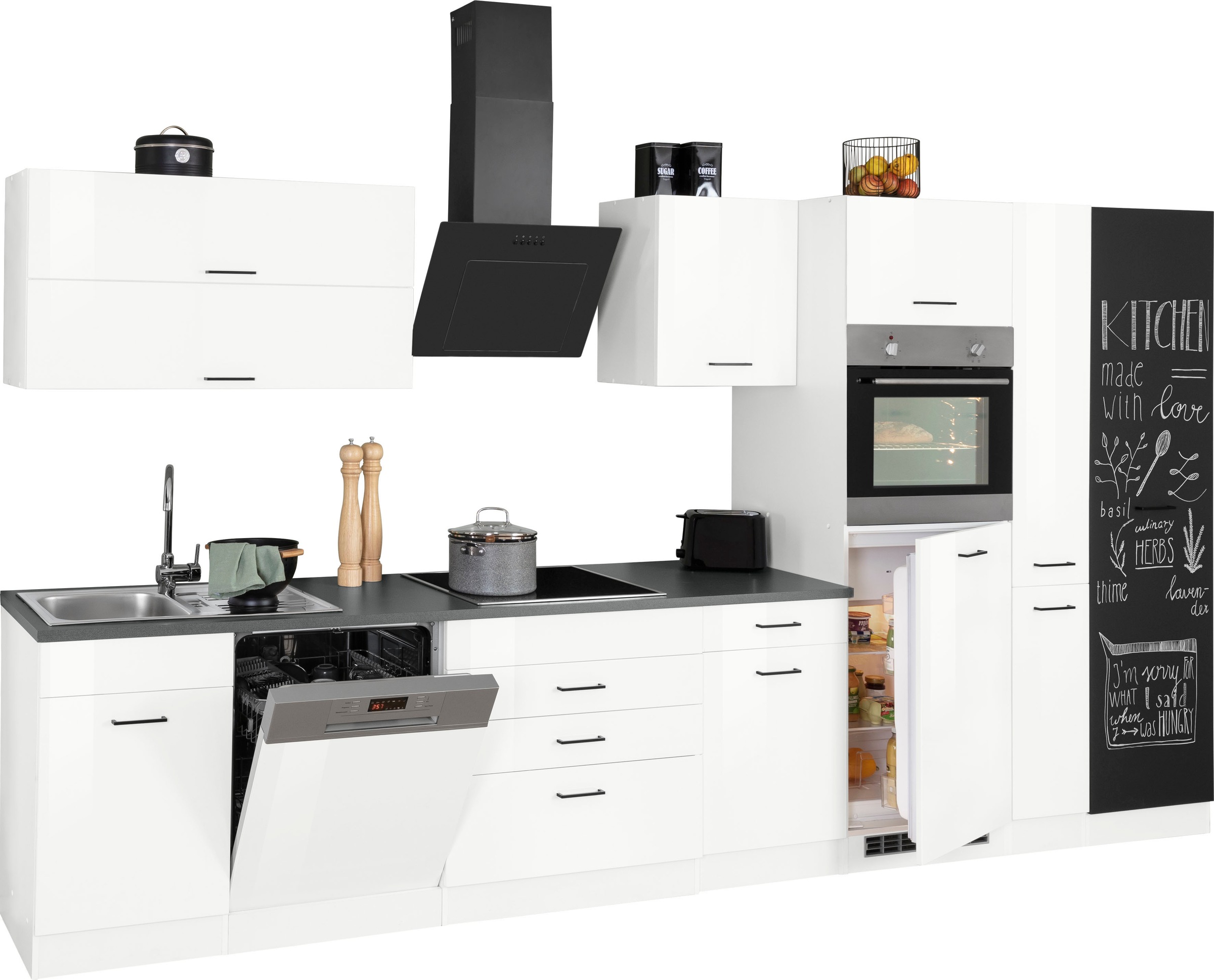 KOCHSTATION Küchenzeile »KS-Trier«, mit E-Geräten, Breite 380 cm
