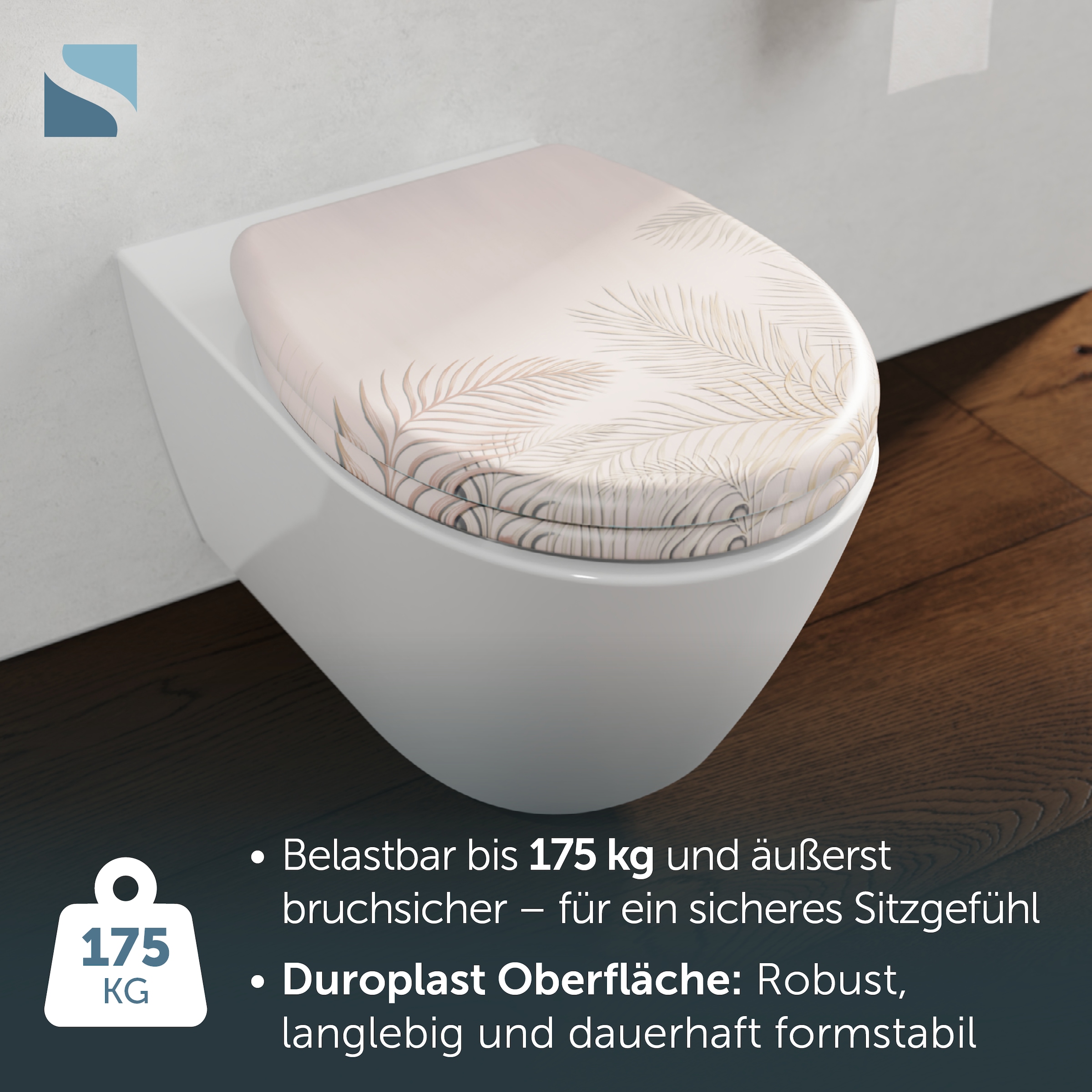 Schütte WC-Sitz »PALM LEAVES« Toilettendeckel, Absenkautomatik, Schnellverschluss, O-Form, bis 175kg