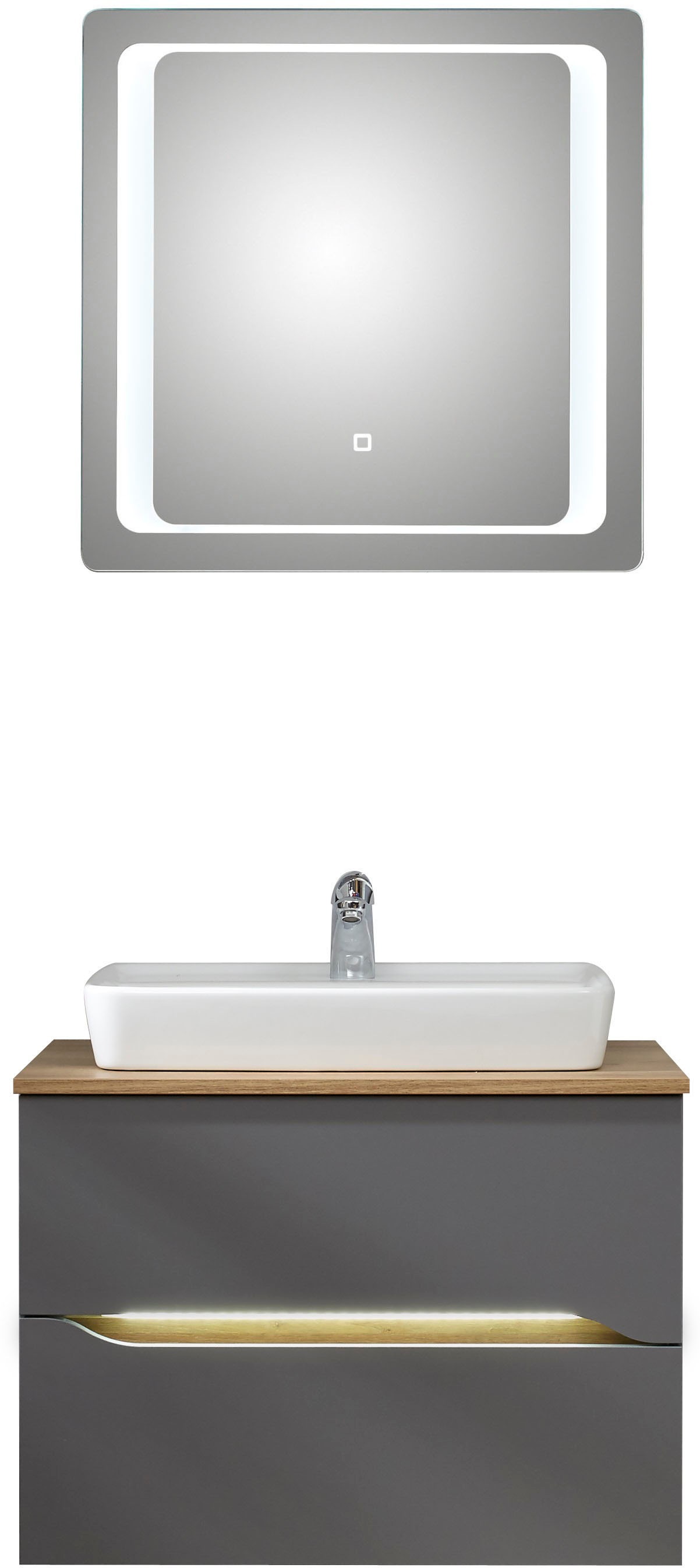 Saphir Badmöbel-Set »Quickset 2-teilig, Keramik-Aufsatzbecken mit LED-Spieg günstig online kaufen