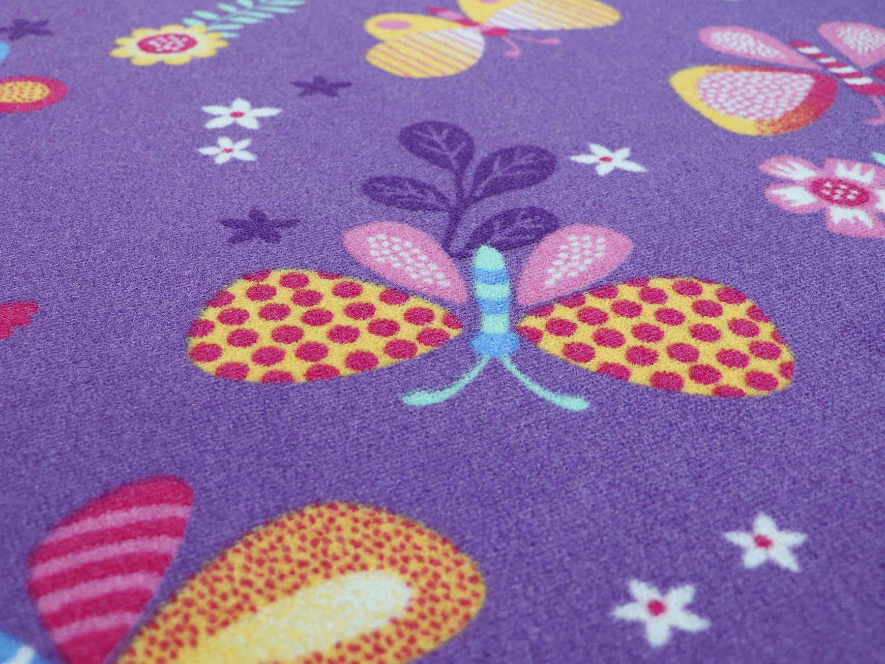 Primaflor-Ideen in Textil Kinderteppich »PAPILLON, Made in Belgium«, rechteckig, 6,5 mm Höhe, Motiv Schmetterlinge, Kinderzimmer