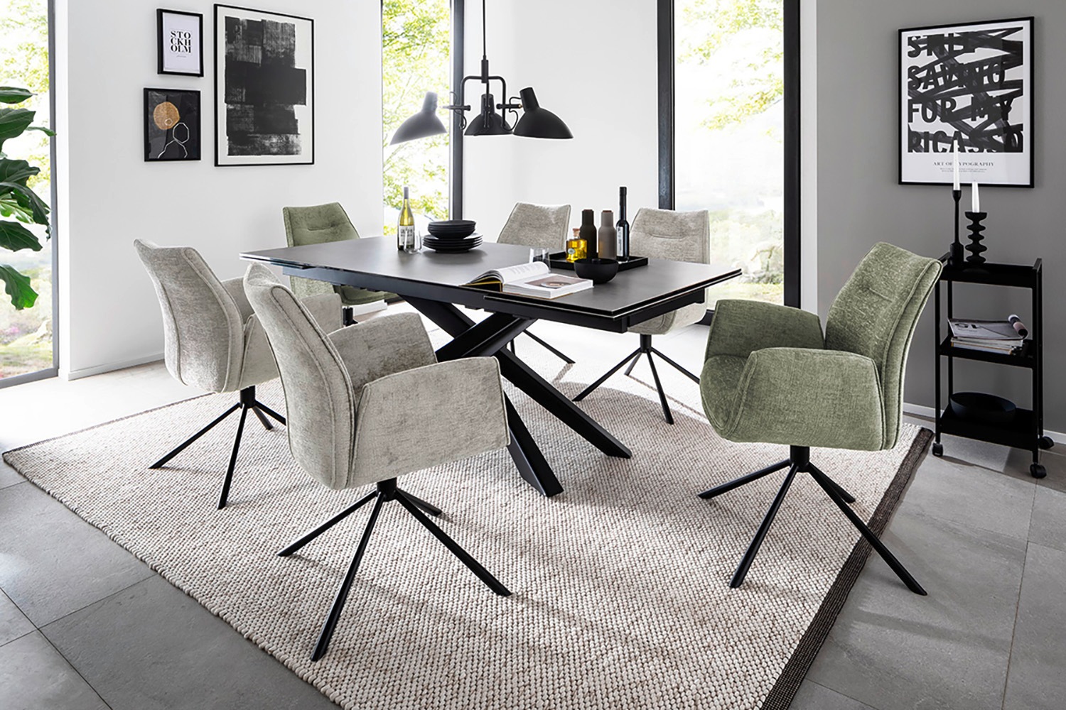 MCA furniture Esszimmerstuhl »DIVERIA«, Chenilleoptik, (2er-Set) 4-Fuss-Stuhl,drehbar 360°,belastbar 120 kg,Sitzhöhe ca. 50cm