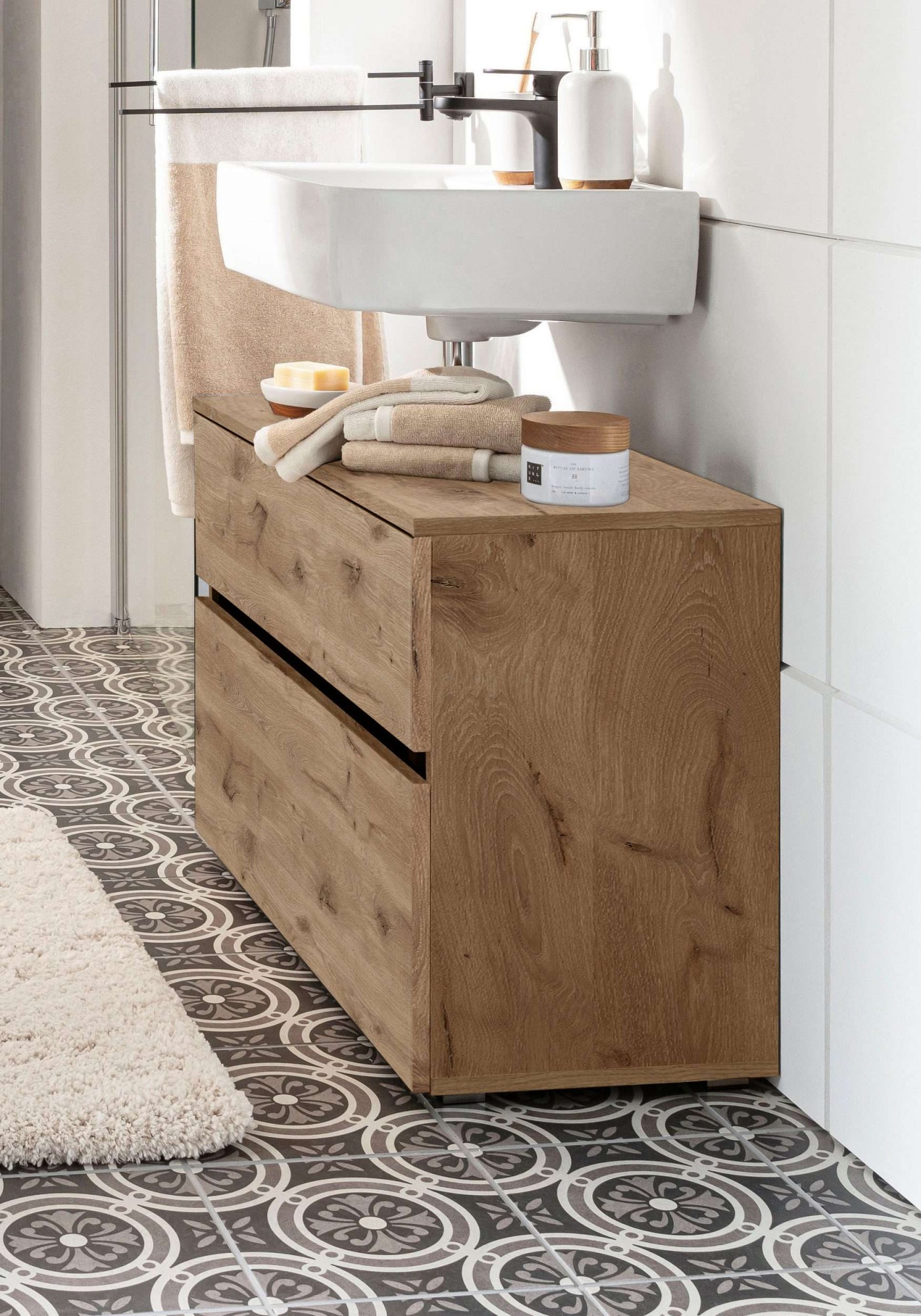 Home affaire Waschbeckenunterschrank "Wisla" Siphonausschnitt, Push-to-open günstig online kaufen