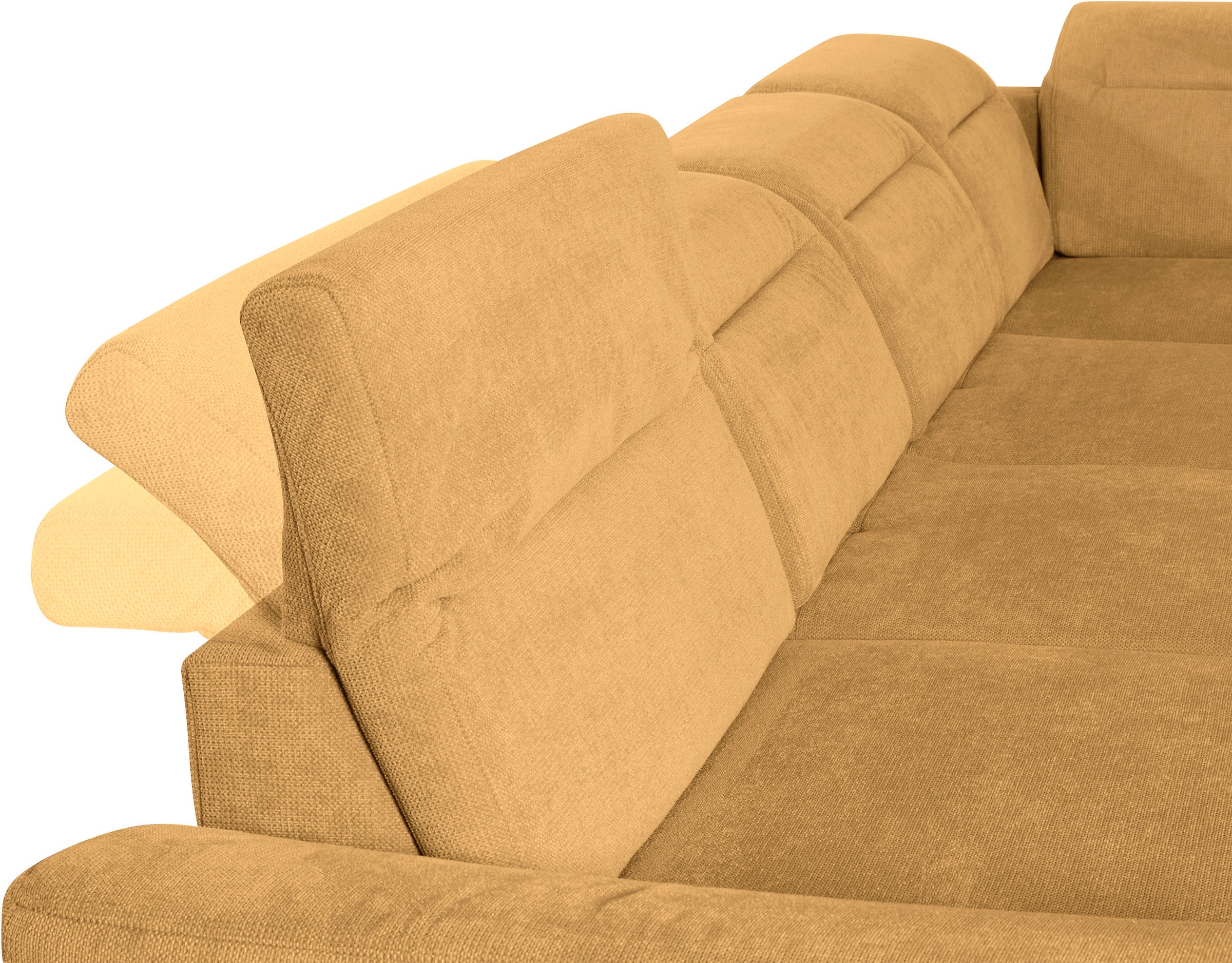 sit&more Wohnlandschaft »Percy U-Form«, 15 cm Fußhöhe, Sitztiefenverstellung, wahlweise in 2 Fußfarben