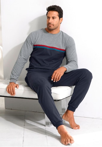 le jogger® Pyjama, in langer Form mit kontrastfarbenen Streifen kaufen
