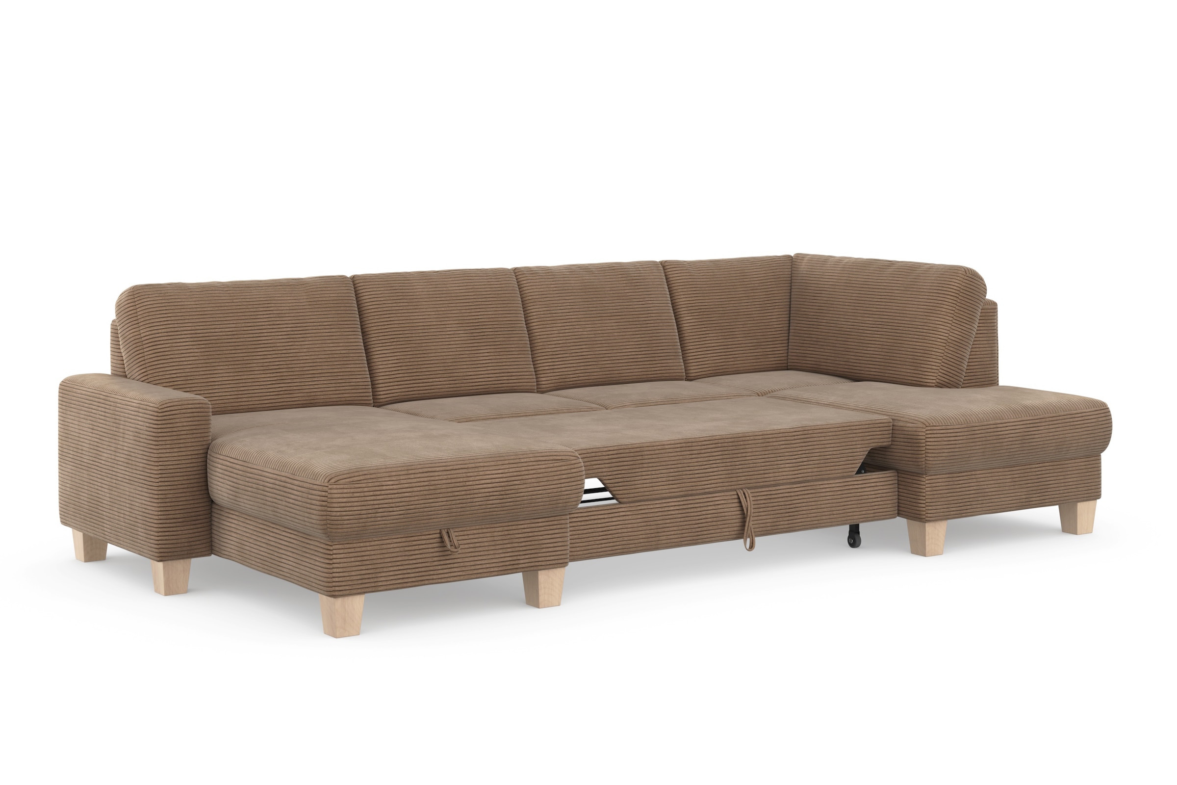 Home affaire Wohnlandschaft »Summer U-Form«, mit oder ohne Bettfunktion und Bettkasten, Cord-Bezug