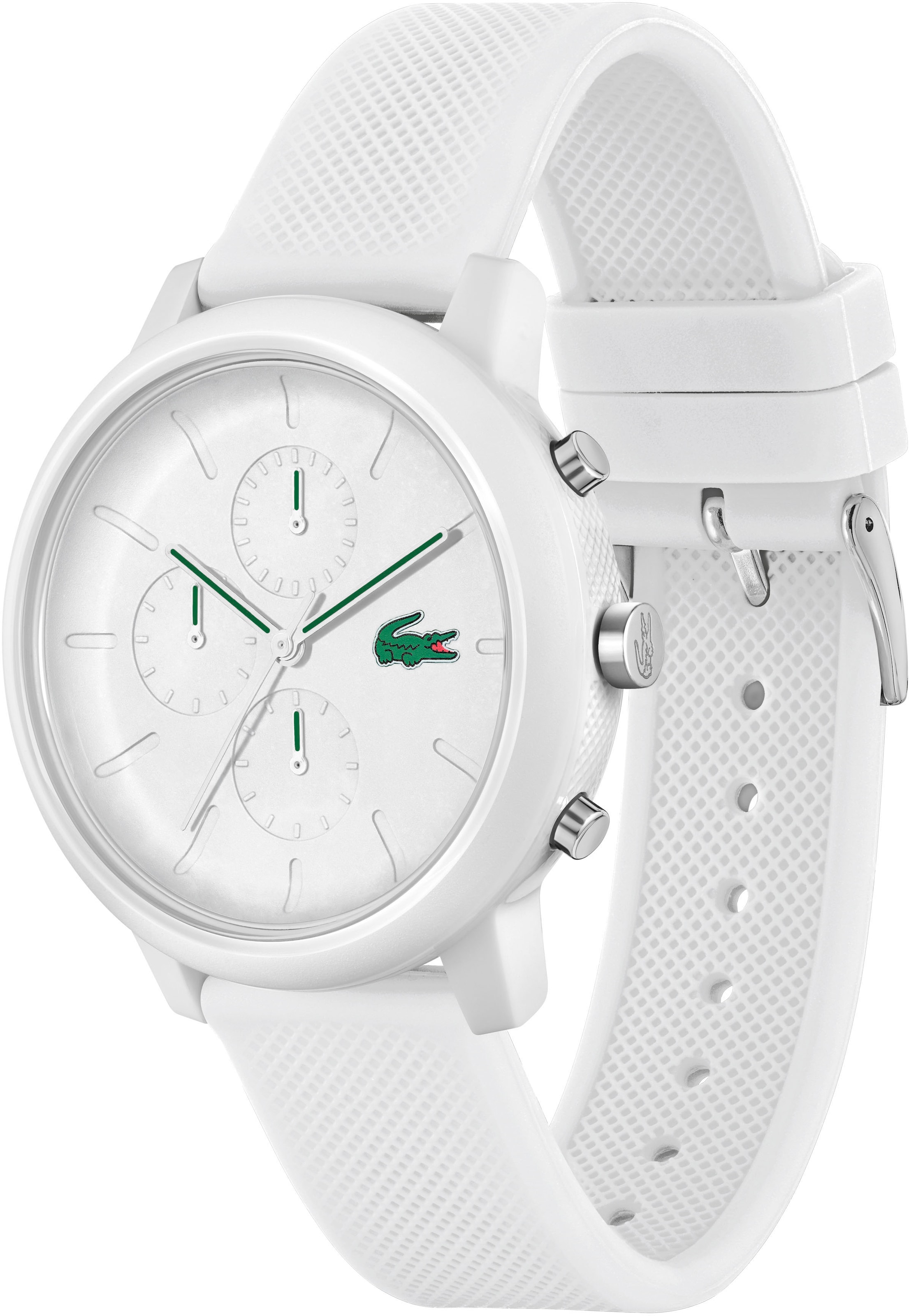 Lacoste Chronograph »LACOSTE.12.12 CHRONO«, Quarzuhr, Armbanduhr, Herrenuhr, Stoppfunktion, Silikonarmband