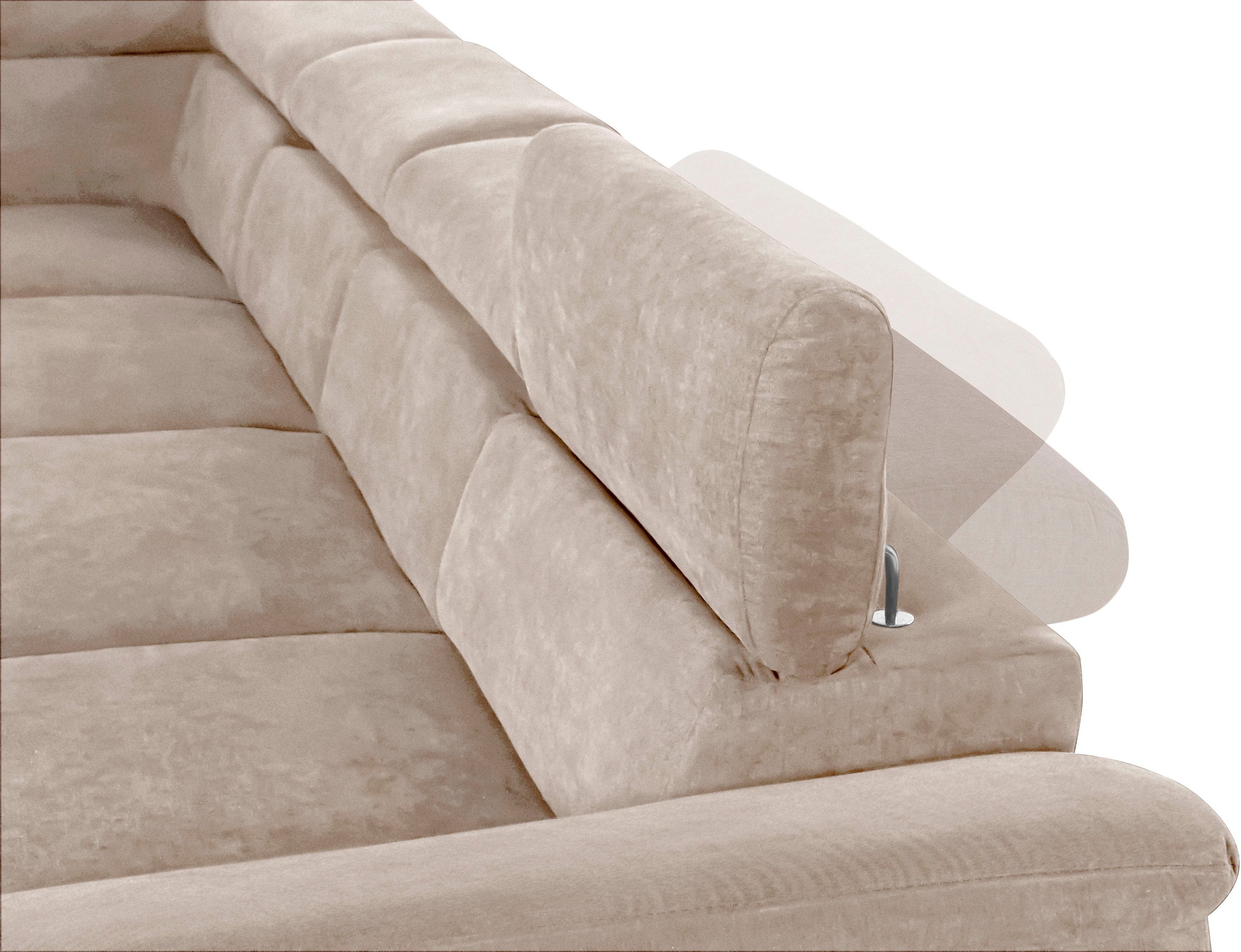 COTTA Polstergarnitur »Komaris U-Form«, (Set), Set bestehend aus: Wohnlandschaft mit Kopfteilverstellung & Hocker