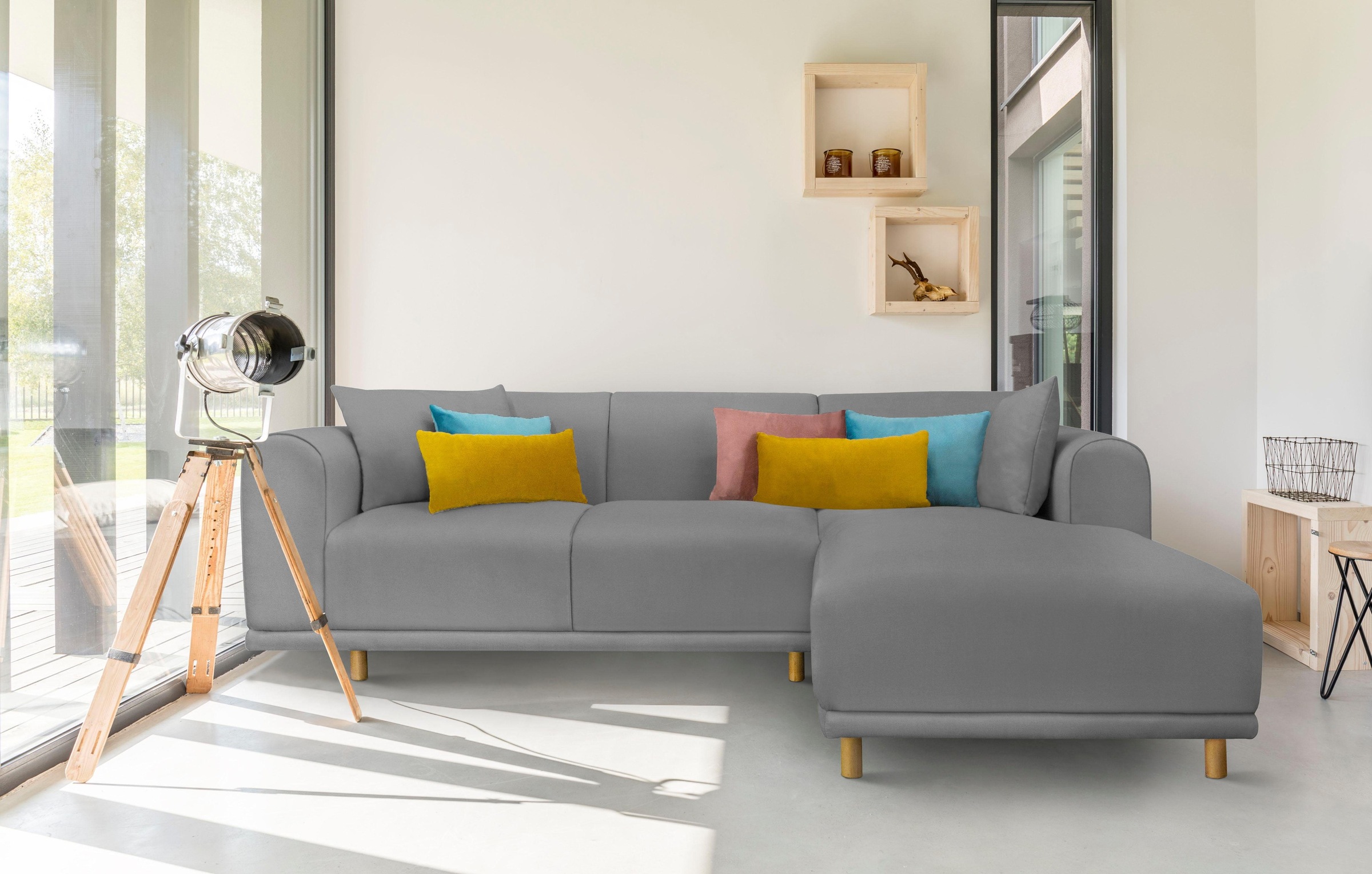 andas Ecksofa »Maroon L-Form«, in skandinavischem Design, mit losen Kissen
