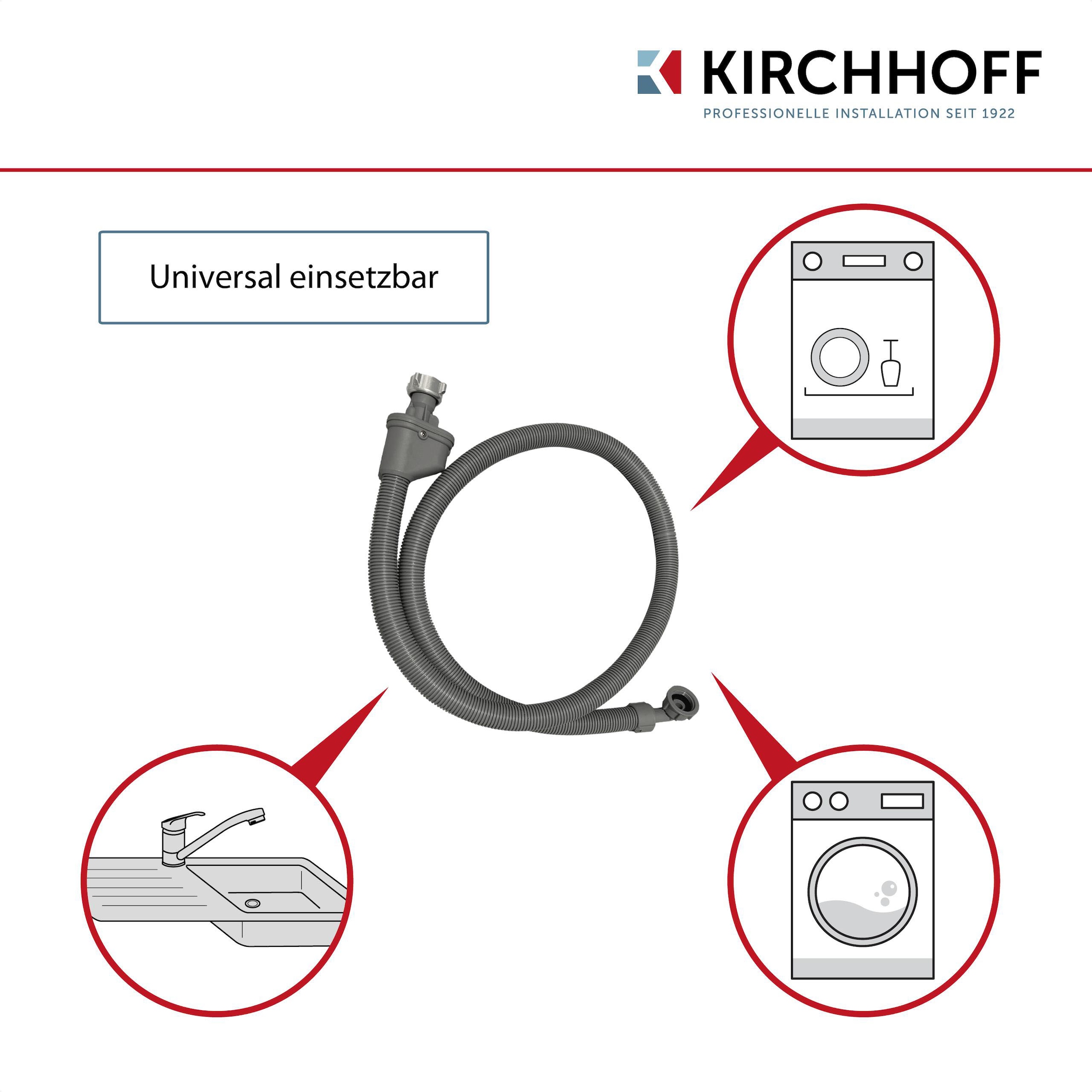 Kirchhoff Zulaufschlauch, Sicherheits-Zulaufschlauch, 3/4"IG x 2 m x 3/4"IG, 10bar/90°C
