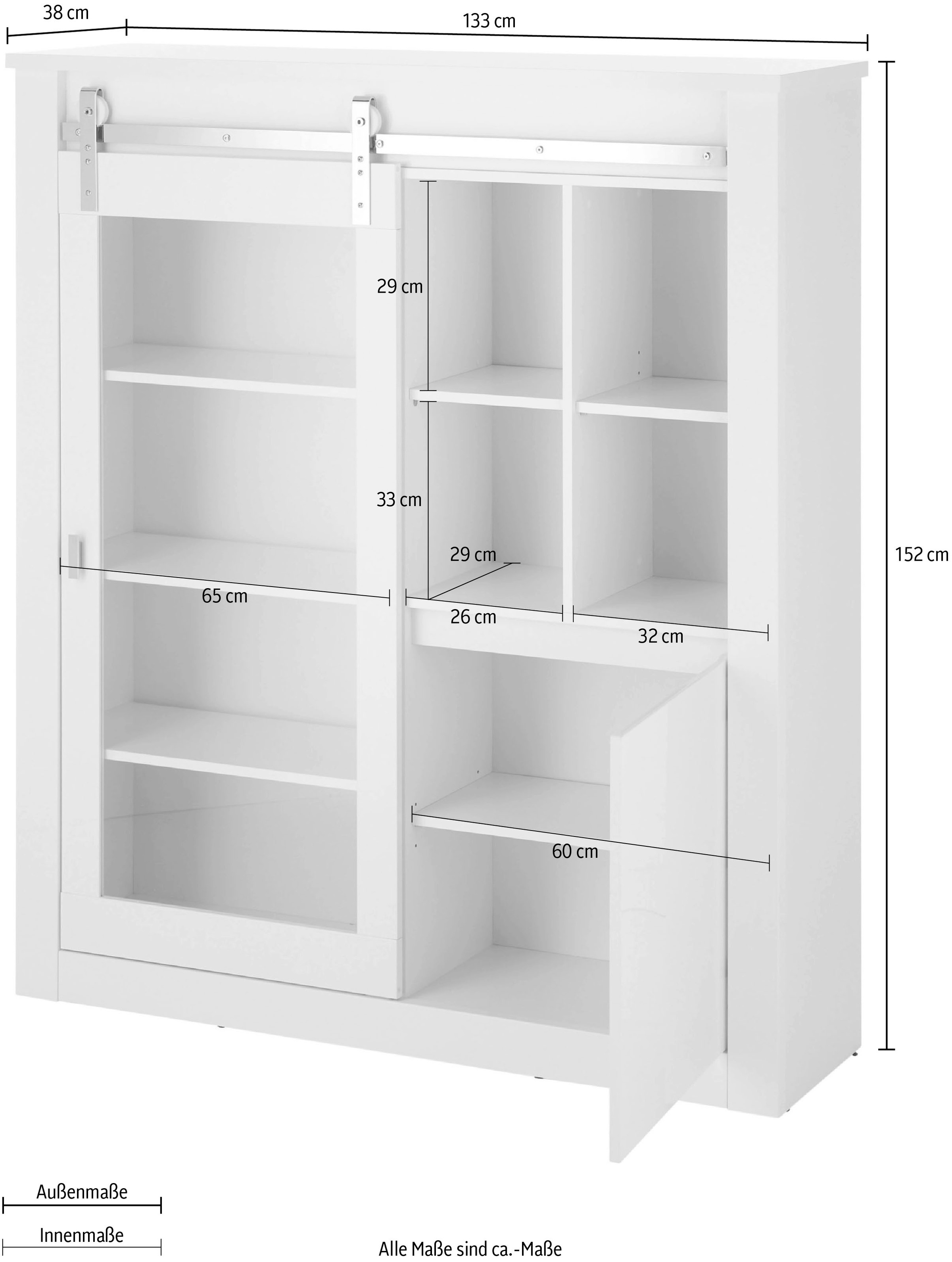 Home affaire Vitrine »Daytona, moderner Hochschrank, Glasvitrine in Weiß Hochglanz«