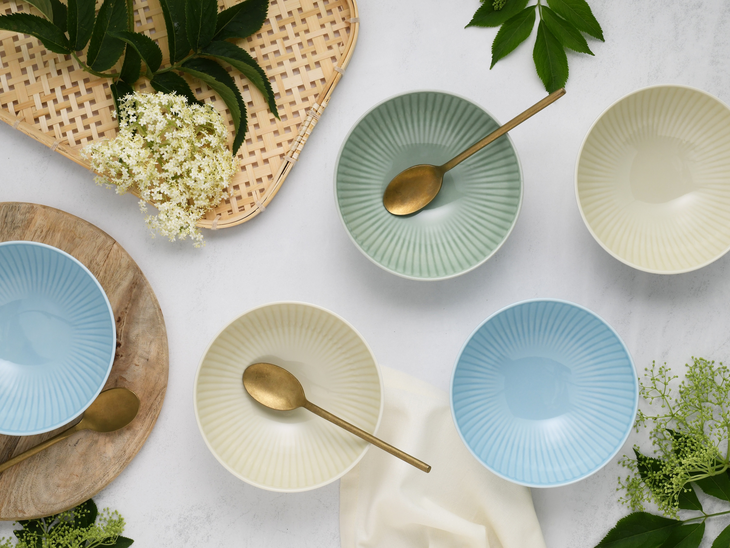 CreaTable Müslischale »Valencia, Mehrzweckschale 6-tlg«, 6 tlg., aus Porzellan, Elegant, Boho Chic