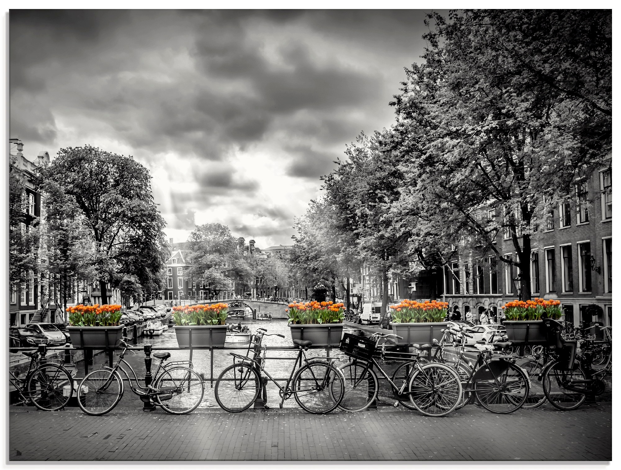 Artland Glasbild »Amsterdam Herengracht Sonnenstrahlen II«, Fahrräder, (1 S günstig online kaufen
