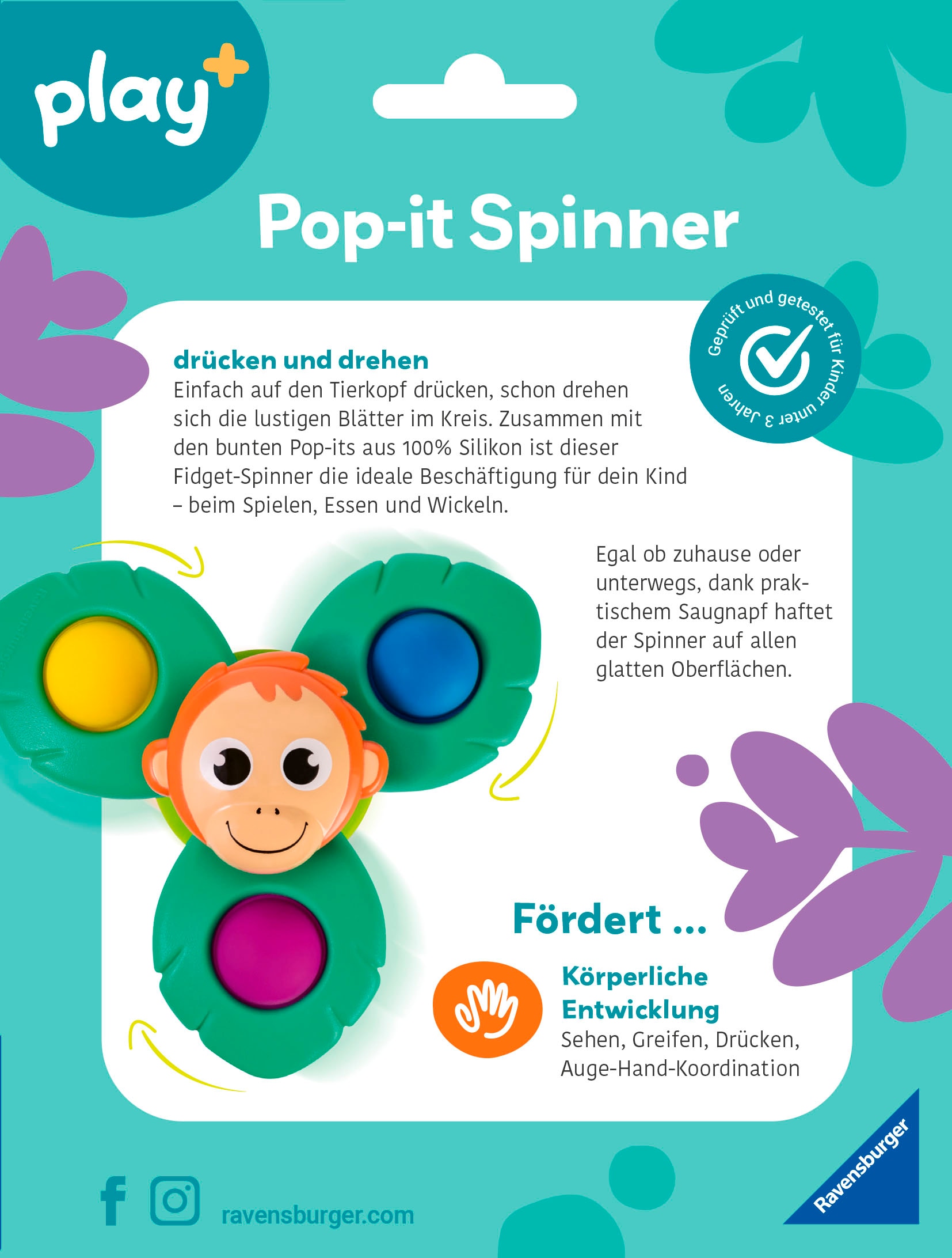 Ravensburger Lernspielzeug »Play+ Pop-it Spinner: Affe«