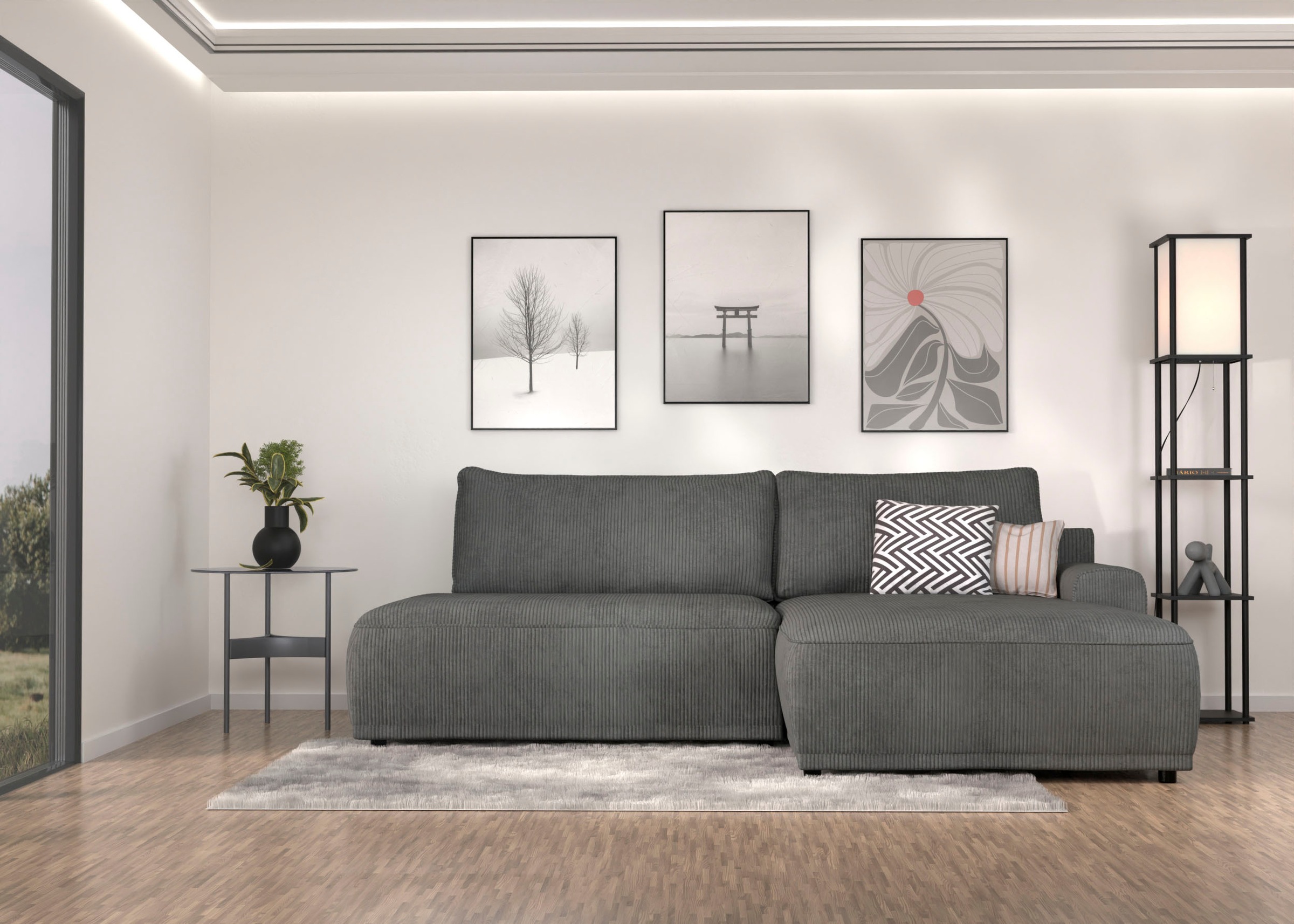 TRENDMANUFAKTUR Ecksofa »Fordon II, Schlafsofa mit Bettkasten, Couch in L-F günstig online kaufen