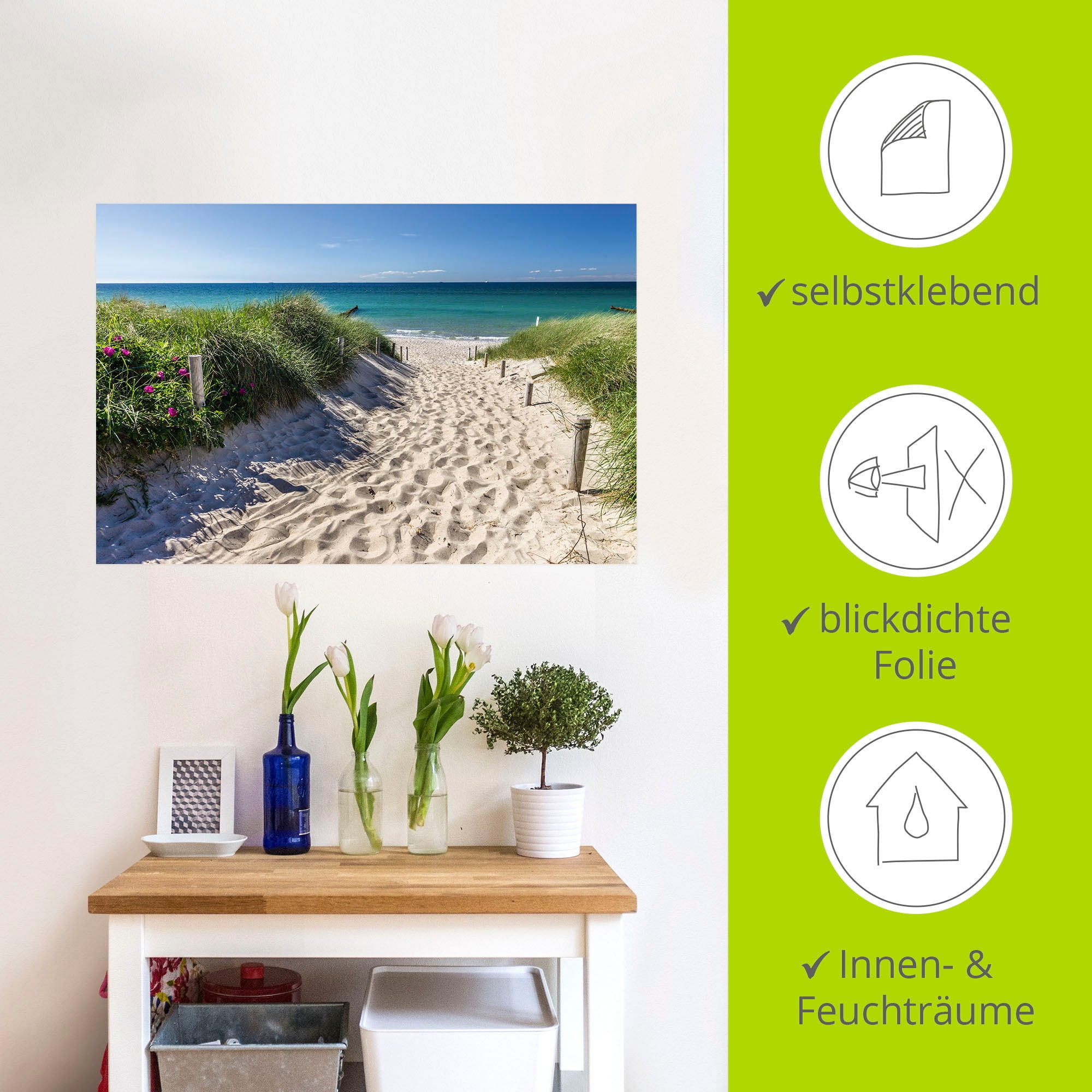 Artland Wandbild »Weg zum Strand an der Ostsee«, Strandbilder, (1 St.), als Alubild, Outdoorbild, Leinwandbild, Poster, Wandaufkleber