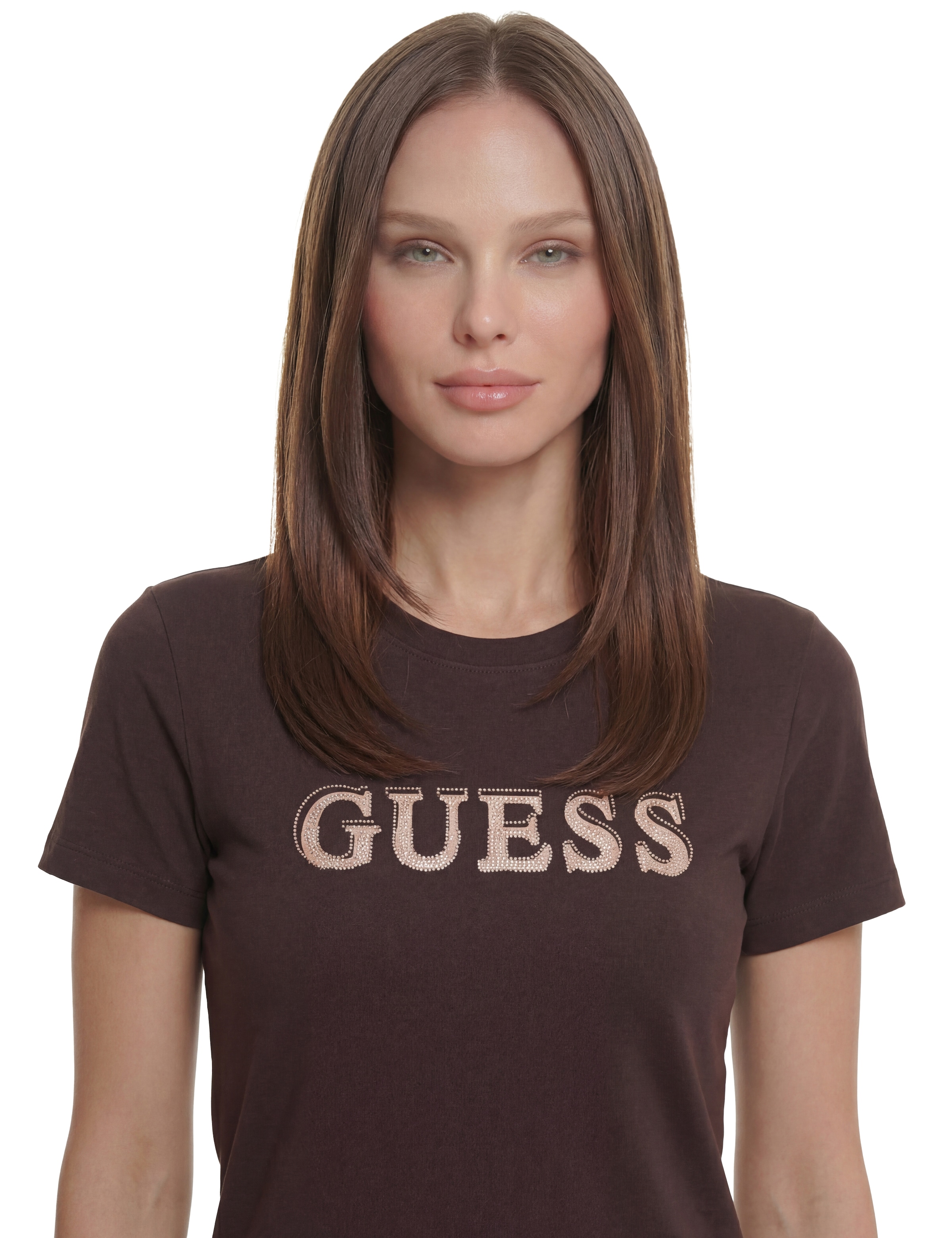 Guess T-Shirt »FAUSTA CN SS T-SHIRT« mit Logoschriftzug, Regular Fit