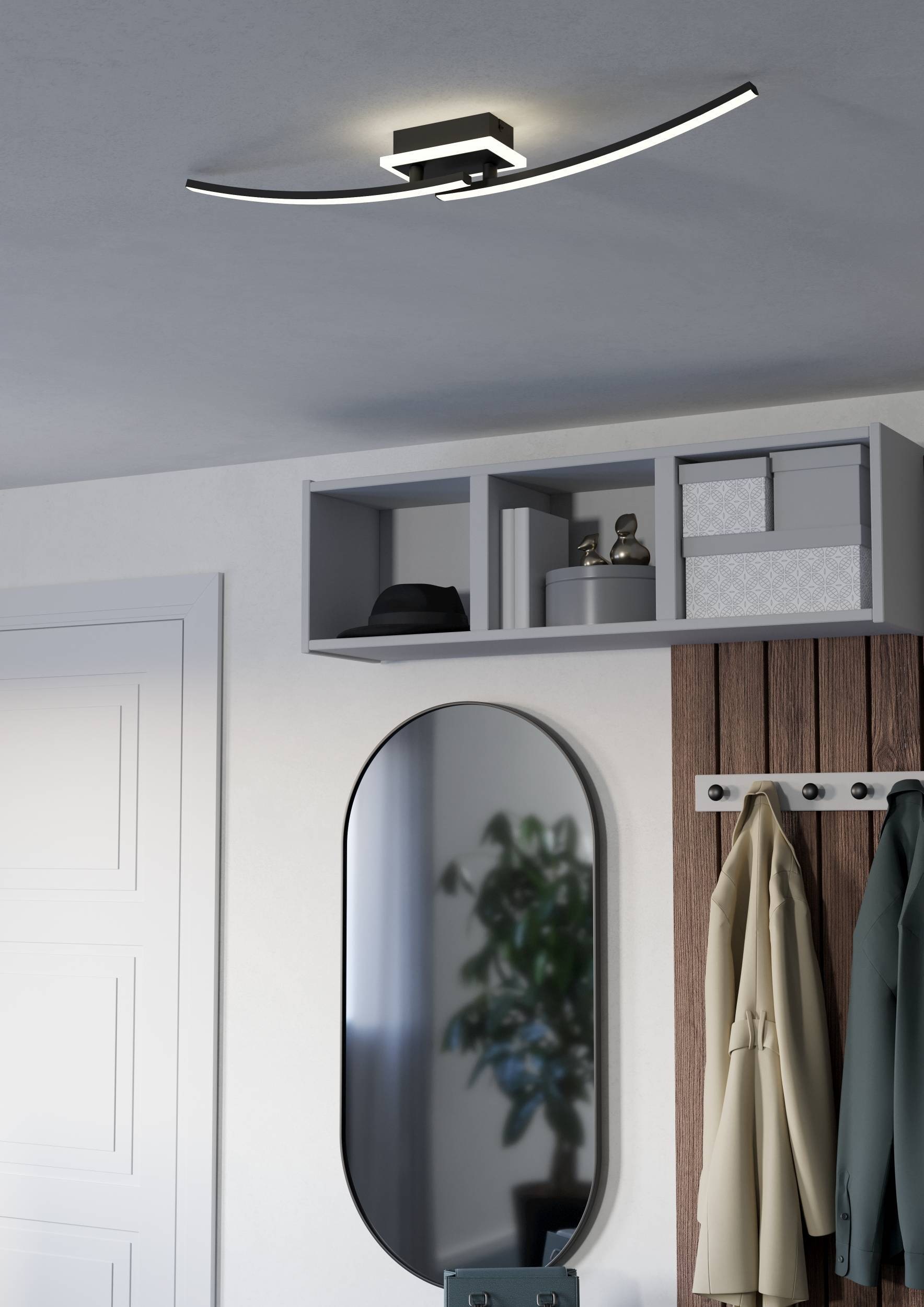 EGLO Deckenleuchte »Lungolago Deckenlampe, Bürolampe Decke aus Metall, Küchenlampe, Lampe« LED-Modul 1 Stk. Neutralweiß Wand-/Deckenleuchte - L74 x B14 x H6 cm - schwarz - 12W inkl.