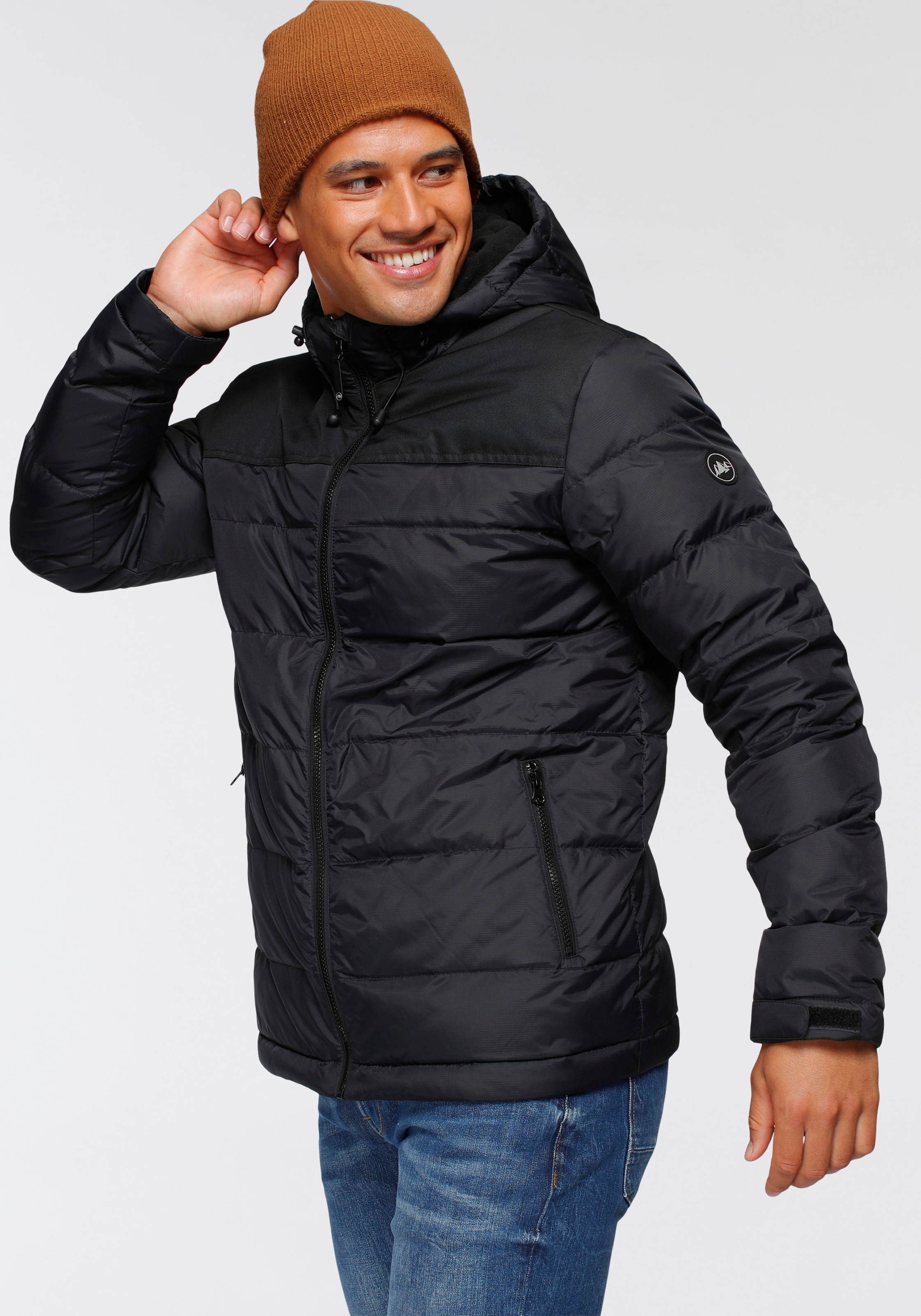 Polarino Daunenjacke mit Kapuze für den Winter,  aus leichtem Webmaterial