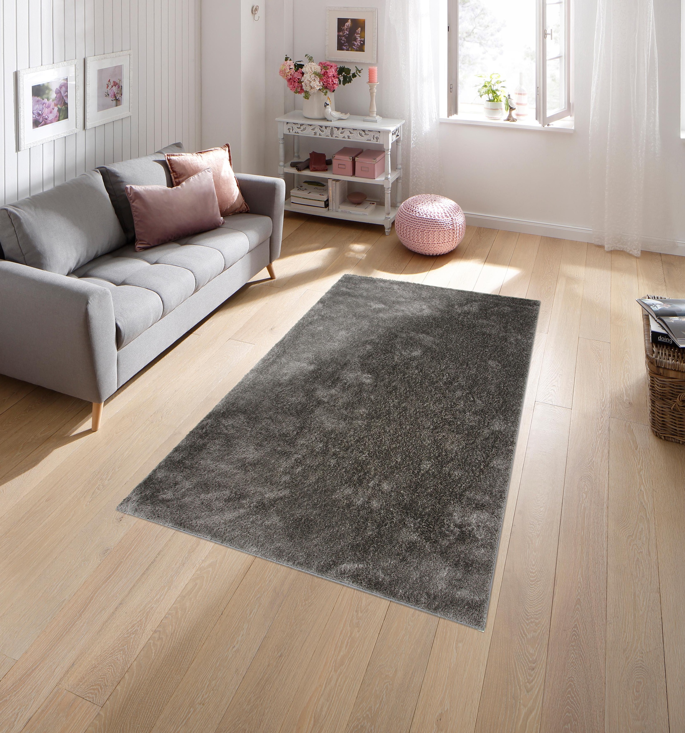 my home Hochflor-Teppich »Mikro Soft Ideal«, rechteckig, 30 mm Höhe, Microfaser, extra flauschig, Weich, Pflegeleicht, Elegant, Uni