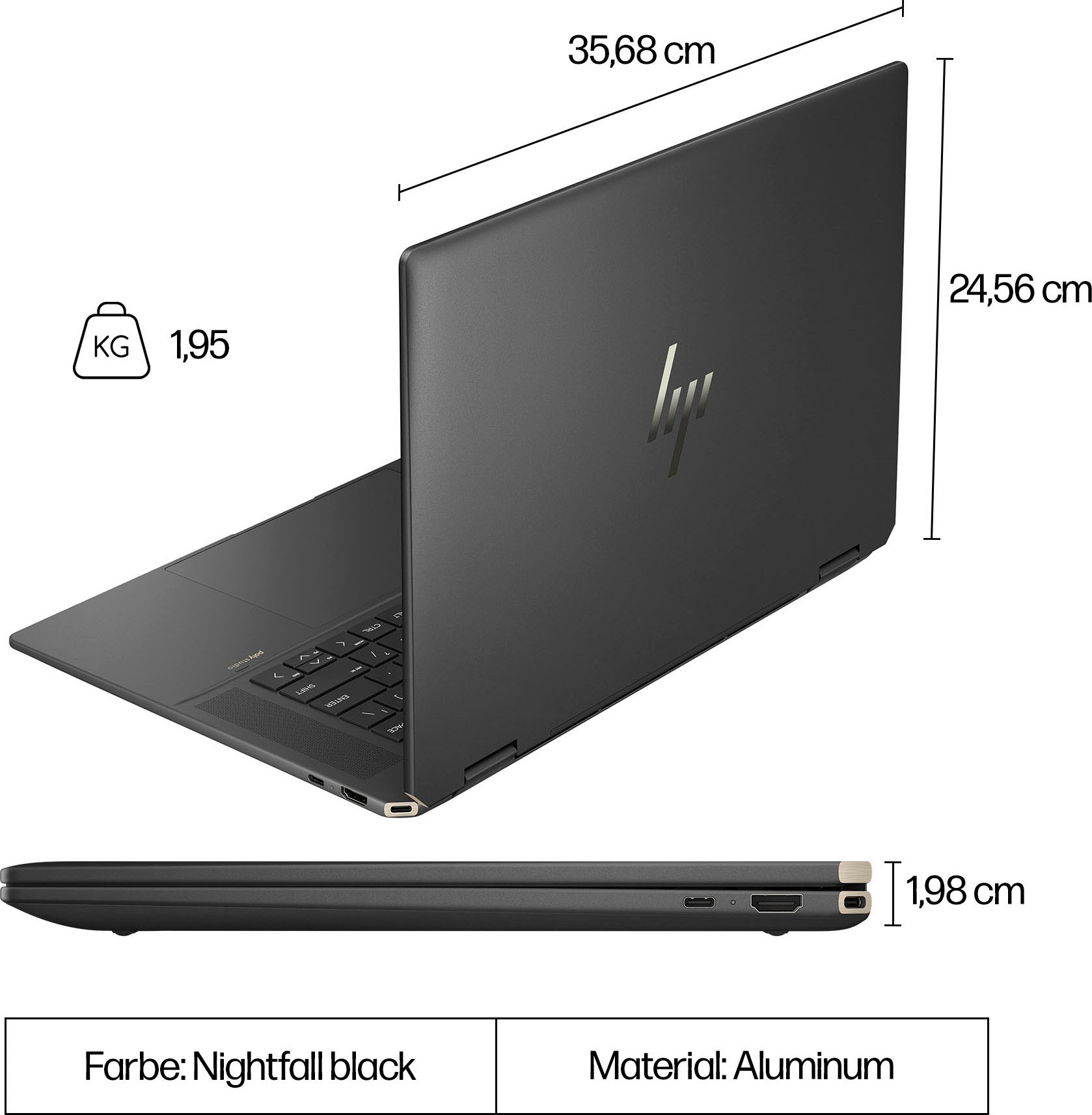 HP Convertible Notebook »Spectre 16-aa0078ng«, 40,6 cm, / 16 Zoll, Intel, Core Ultra 7, GeForce RTX 4050, 2000 GB SSD
