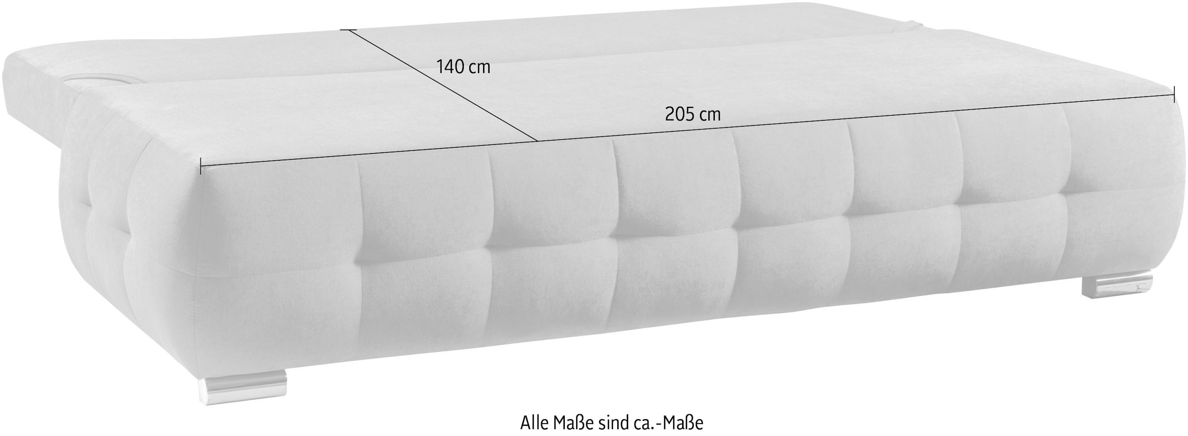 WERK2 Schlafsofa »Indigo 205 cm Bettsofa mit Bettkasten modern und bequem« Luxus-Microfaser weich, Schlaffunktion, Bettkasten