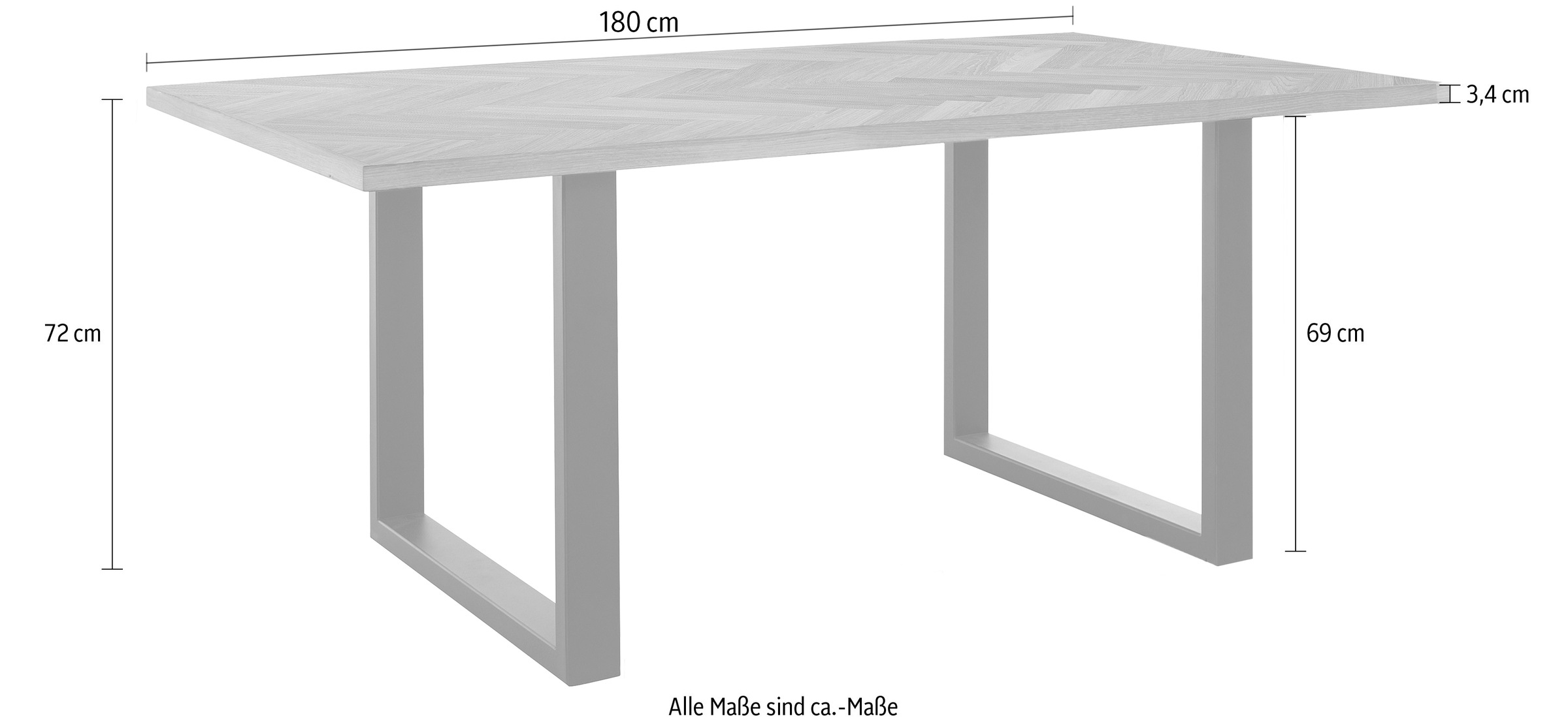 8. Bild von Guido Maria Kretschmer Home&Living Esstisch »Paulus«, mit besonderem Fischgrätmuster aus Eiche massiv