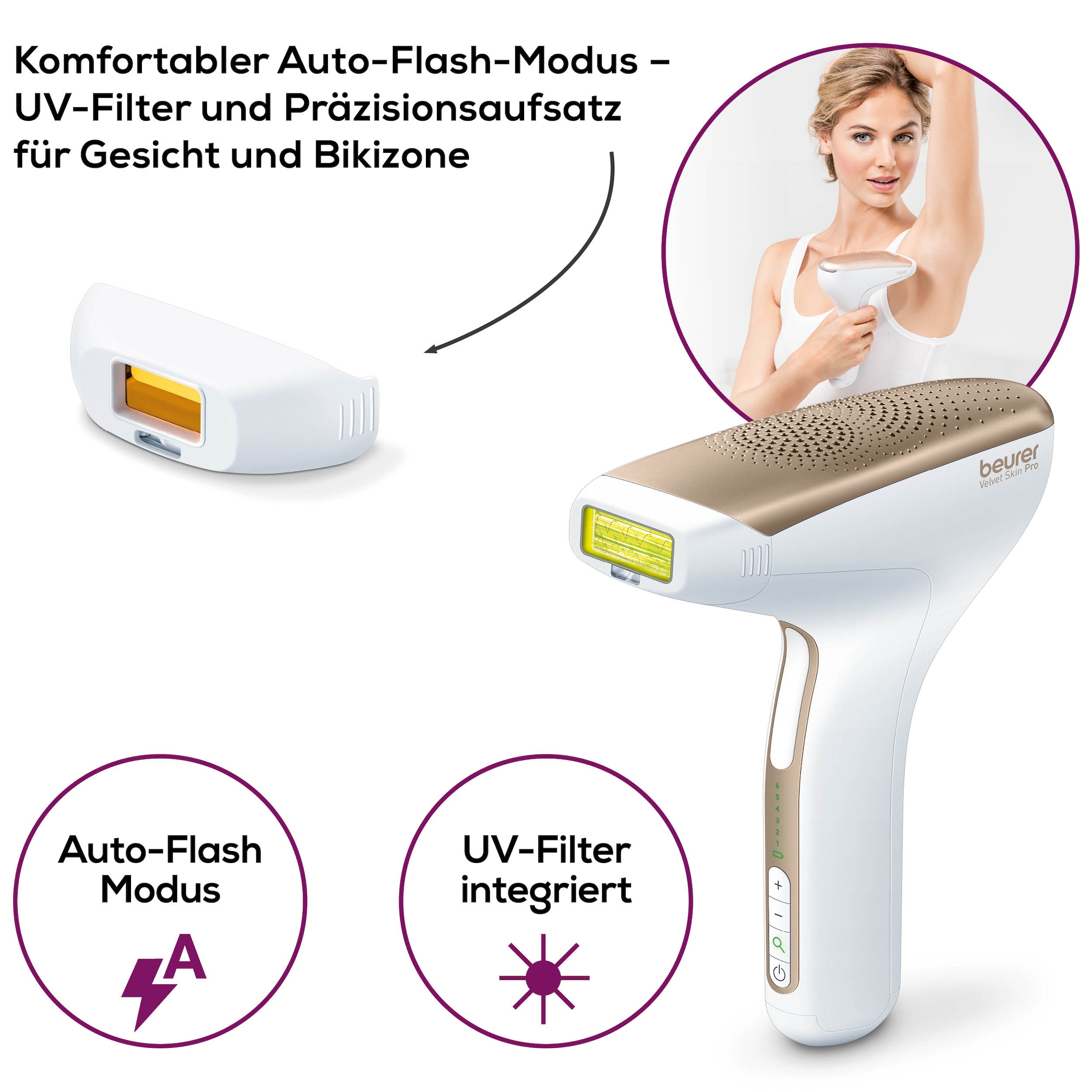 BEURER IPL-Haarentferner »IPL 8500 für langanhaltende Haarentfernung durch Lichttechnologie«, 300000 Lichtimpulse, Kraftvolles Akkugerät für eine flexible, kabellose Anwendung