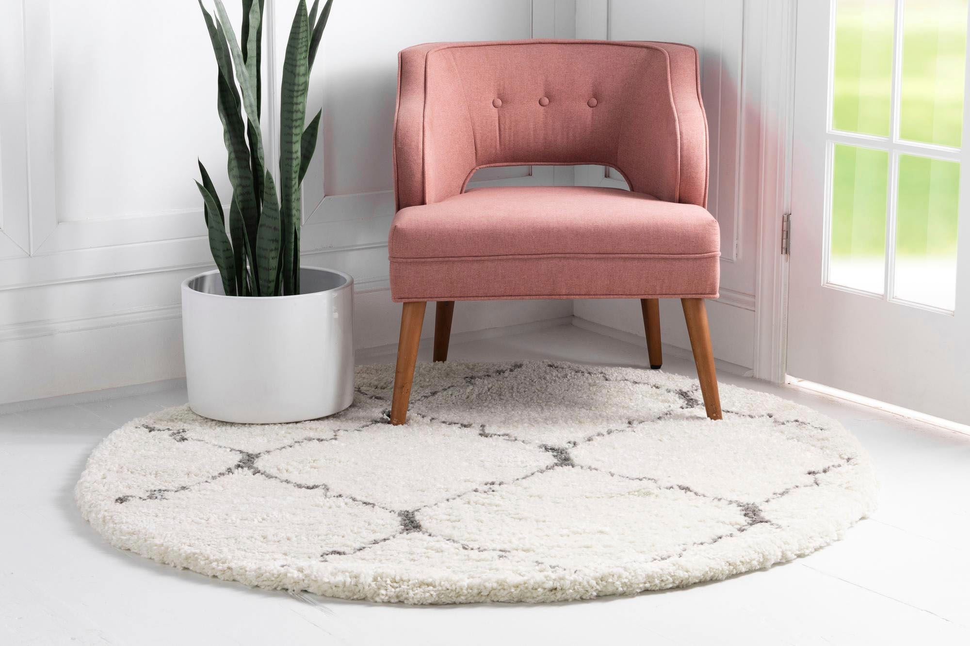 Myflair Möbel & Accessoires Hochflor-Teppich »Temara Shag, LAGERRÄUMUNG!«, rund, 51 mm Höhe, gewebt, Rauten Design, weich & kuschelig