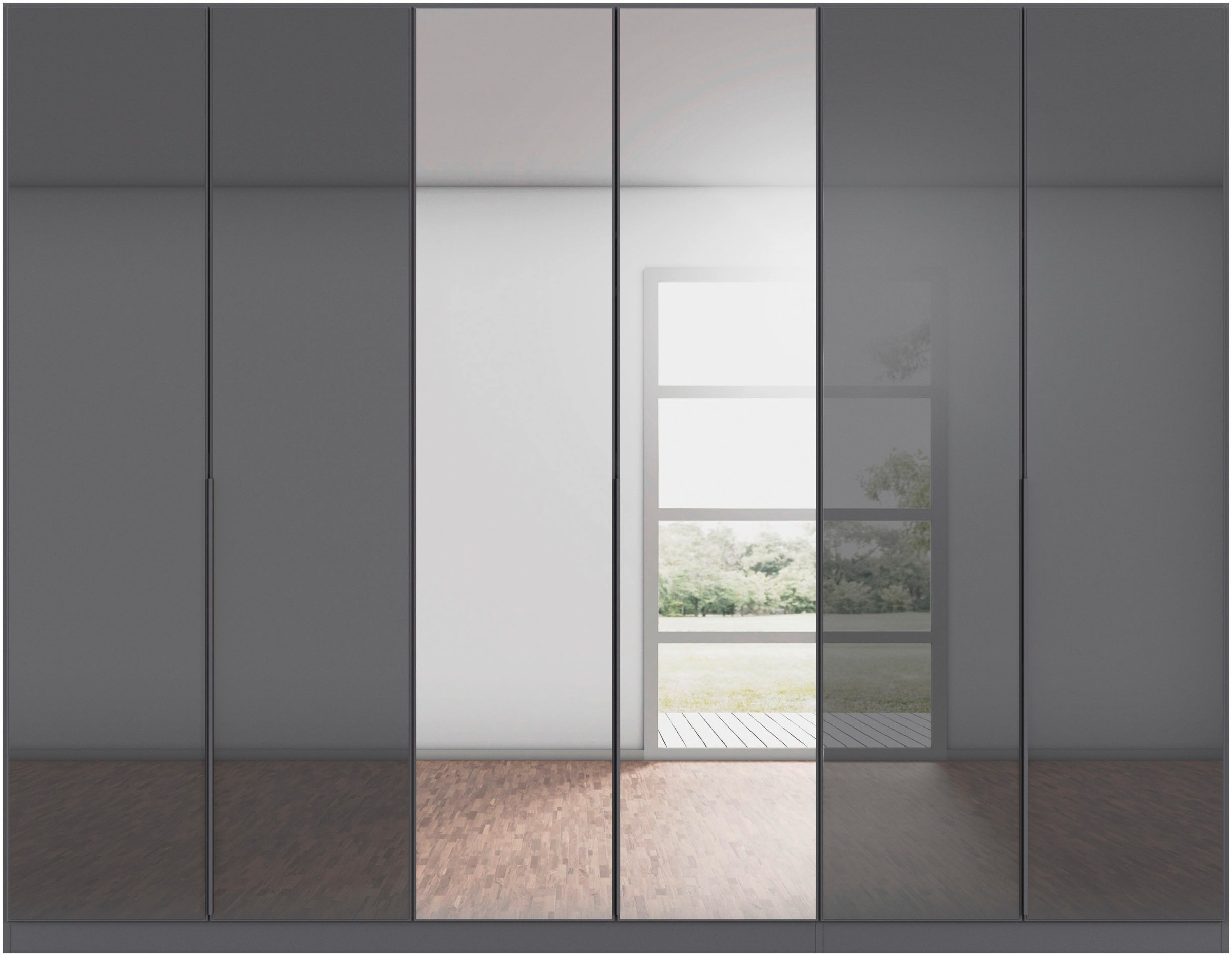 rauch Drehtürenschrank »Kleiderschrank Kleiderschränke Schrank Garderobe AGORDO mit Glasfront«, (in zwei Griff-Farben), durchdachte Innenausstattung, in 6 Breiten und 2 Höhen MADE IN GERMANY
