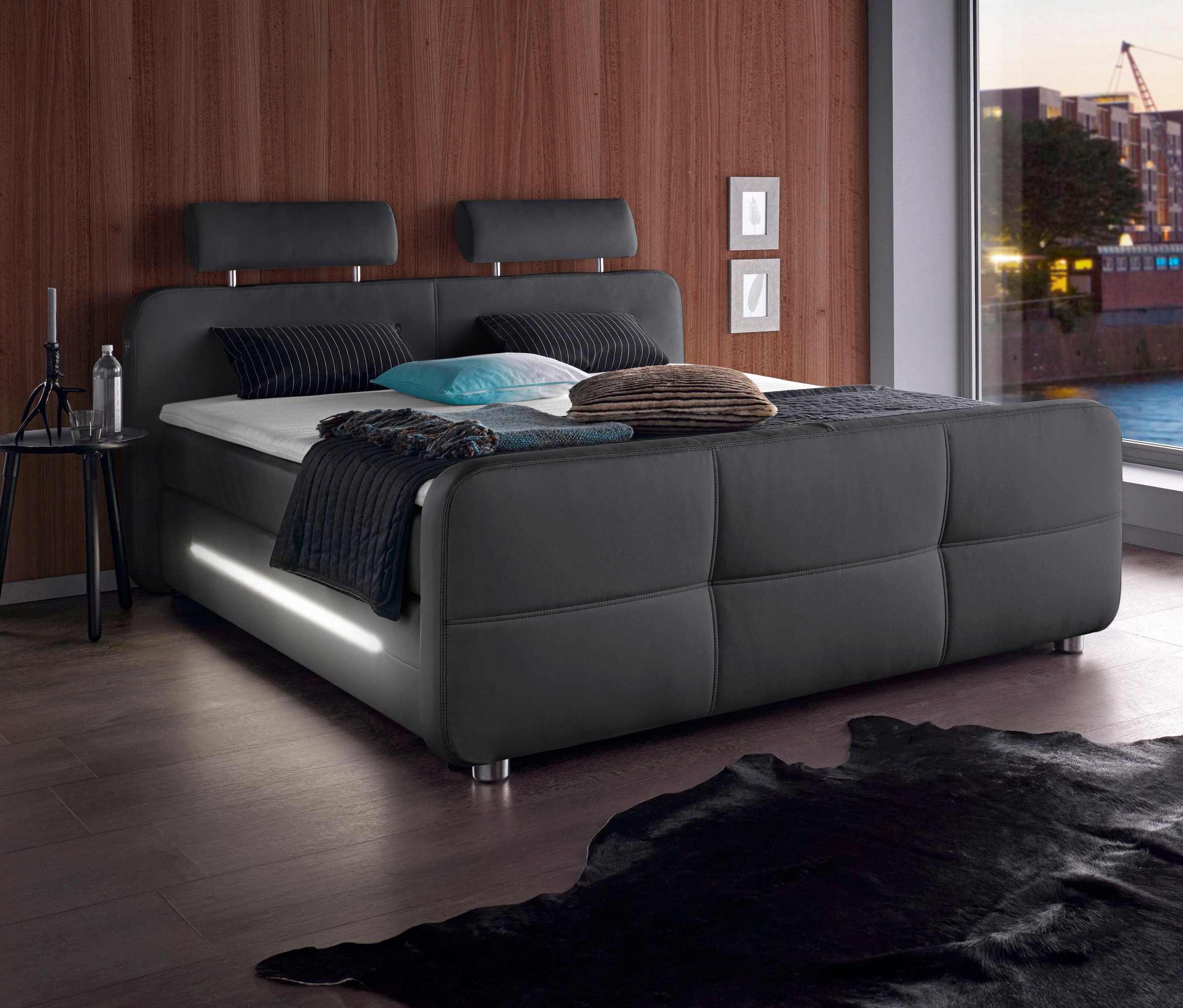 Places of Style Boxspringbett Gina, inkl. Topper und LED-Beleuchtung günstig online kaufen