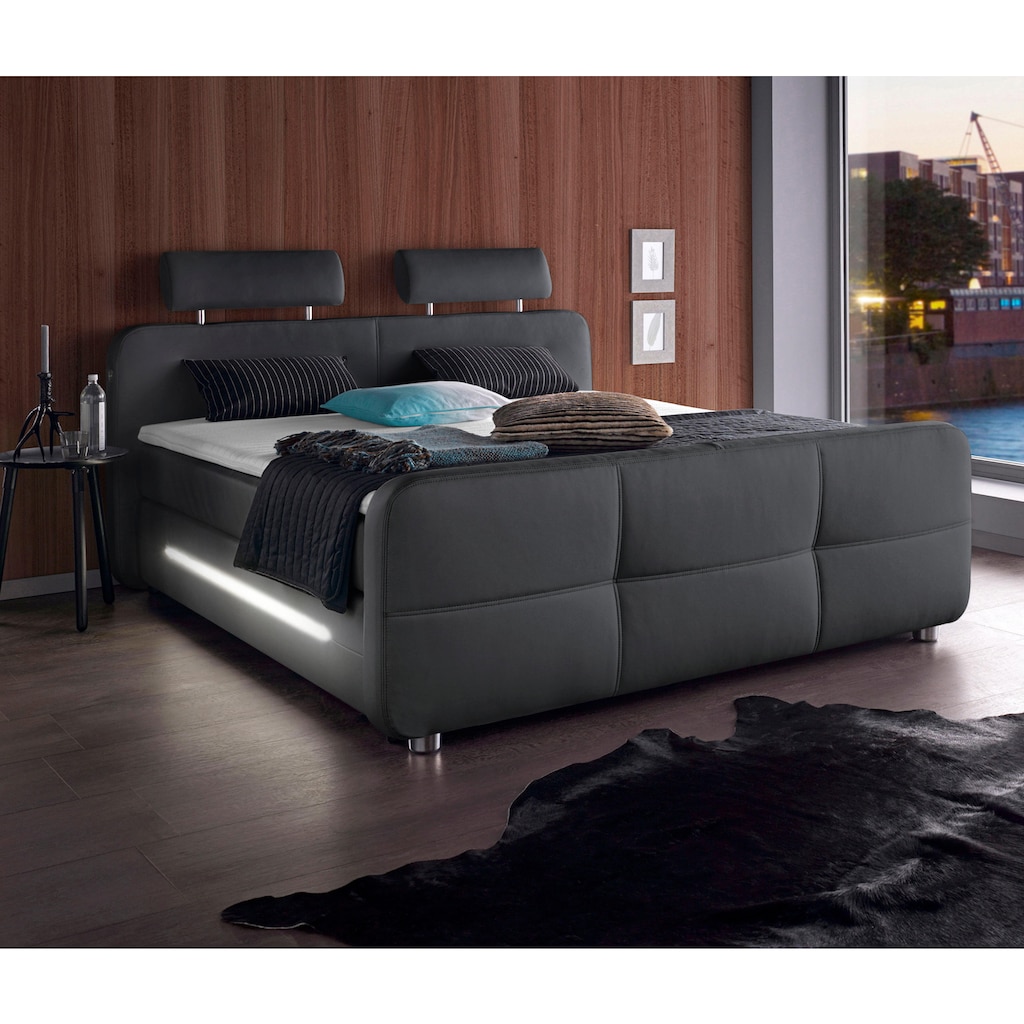 Places of Style Boxspringbett Gina, inkl. Topper und LED-Beleuchtung