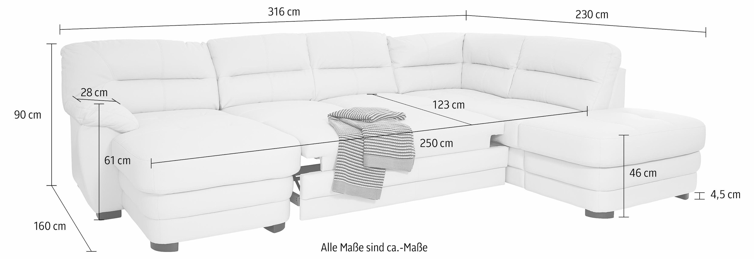 COTTA Polstergarnitur »Royale U-Form«, (Set), Set bestehend aus: Wohnlandschaft & Hocker