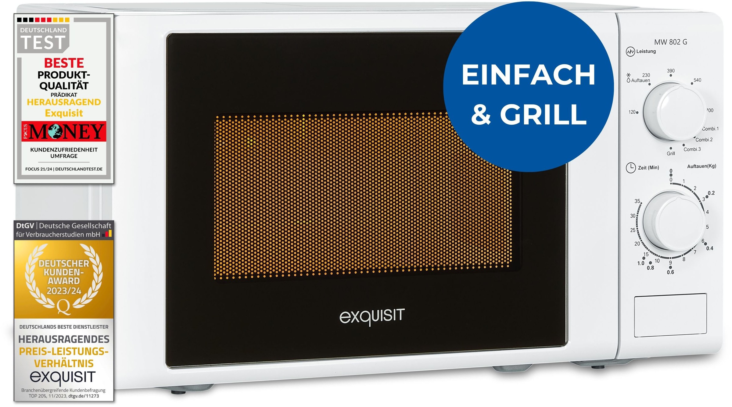 exquisit Mikrowelle »MW 900-030G weiss«, Grill-Mikrowelle, 1050 W günstig online kaufen