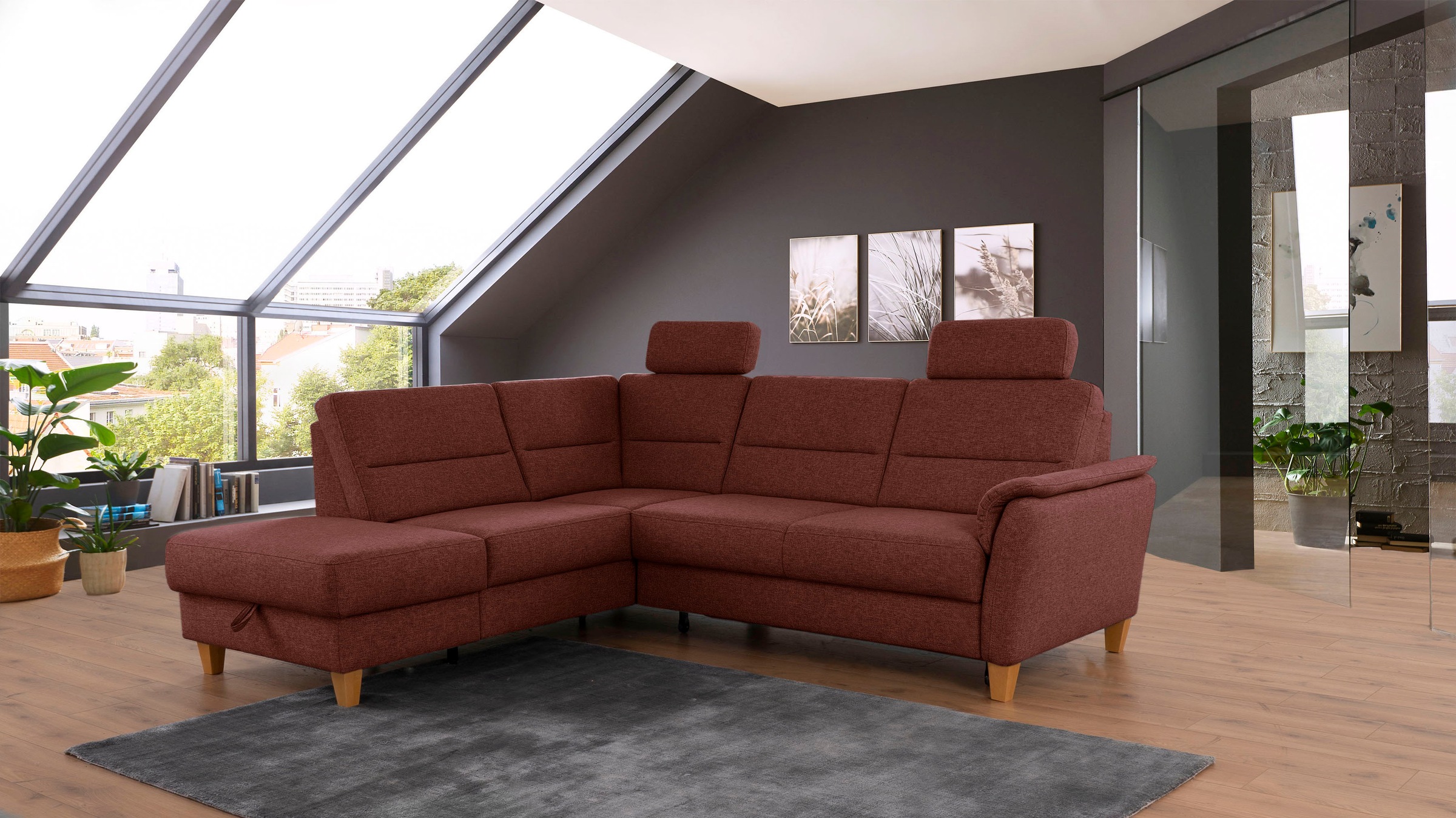 Home affaire Ecksofa »Palmera L-Form, B: 236 cm« optional Bettfunktion & Be günstig online kaufen