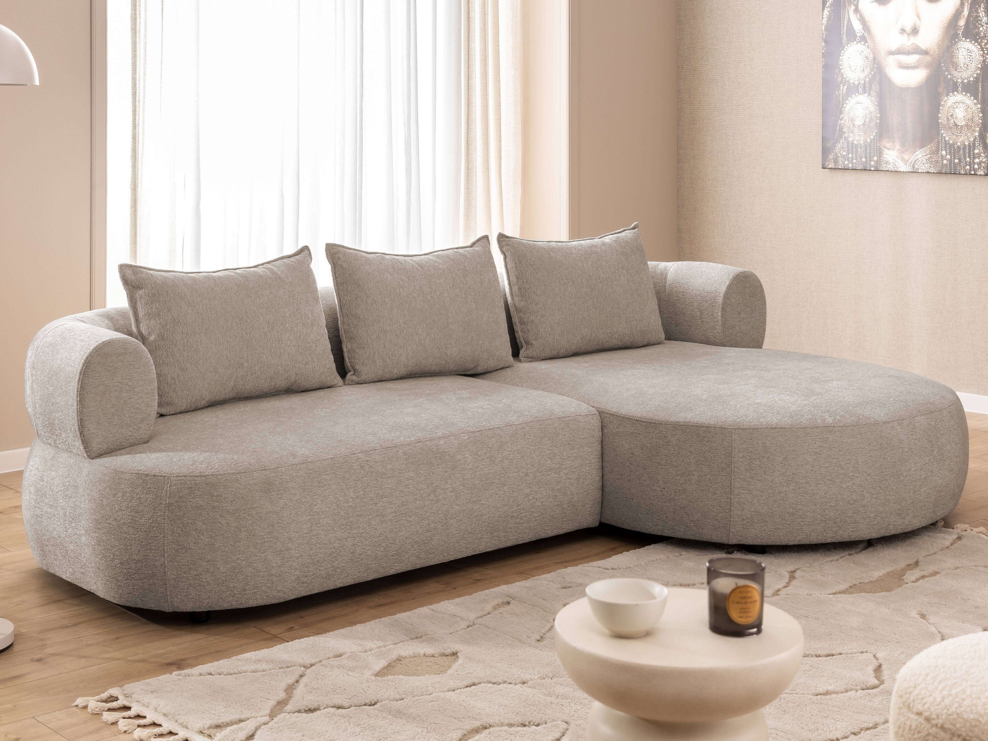 Home affaire Ecksofa »LUSSAC L-Form Design-Sofa mit Zierkissen, Maße B/T/H: günstig online kaufen