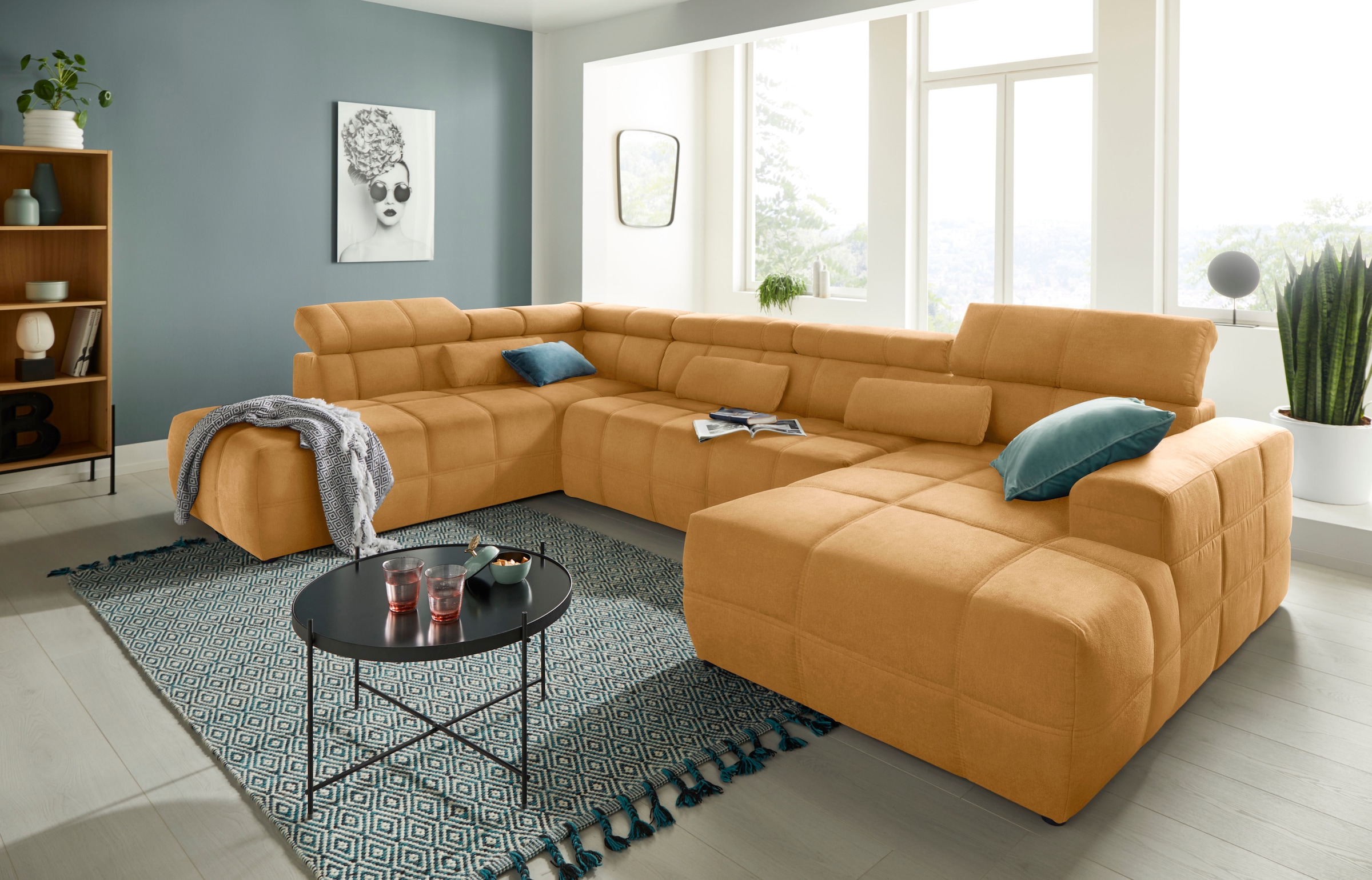 DOMO collection Wohnlandschaft Brandon viele Bezugsarten, incl. Nierenkissen, mit Kopfteilverstellung, wahlweise Sitztiefenverstellung