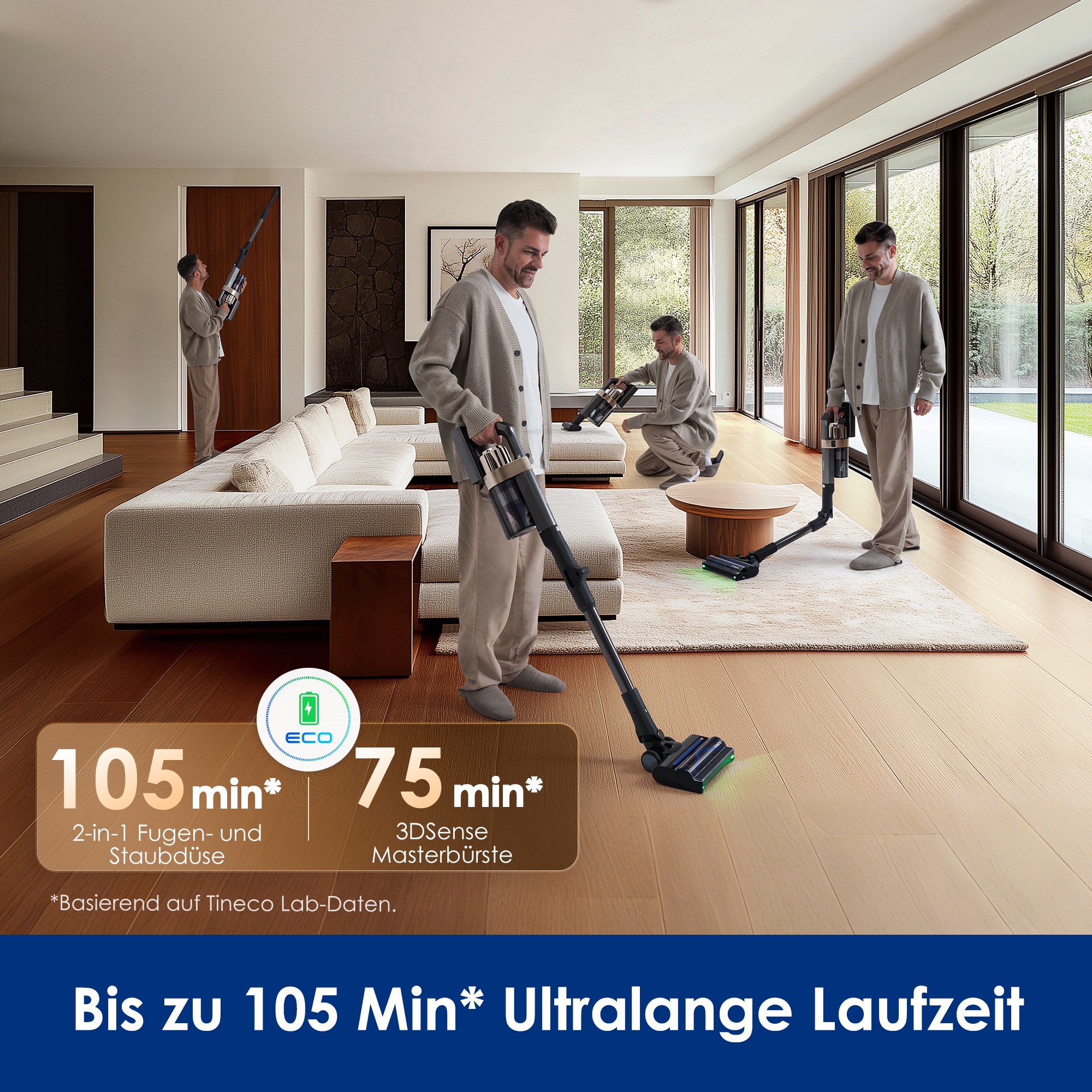 Tineco Akku-Stielstaubsauger »Tineco PURE ONE A90S, Anti-Allergiker Filtersystem, Saugrohr knickbar«