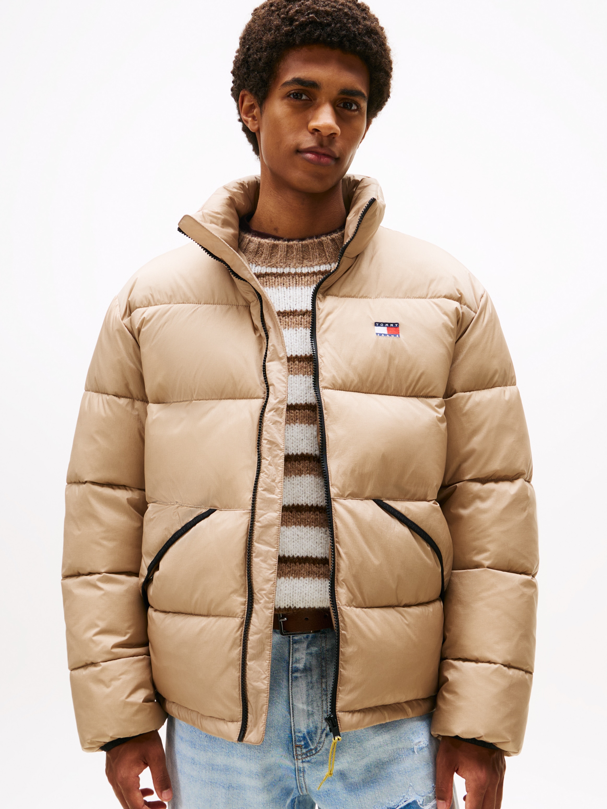 Tommy Jeans Steppjacke »VAIL PUFFER« ohne Kapuze Winterjacke Pufferjacket Regular fit mit Rundhalsausschnitt