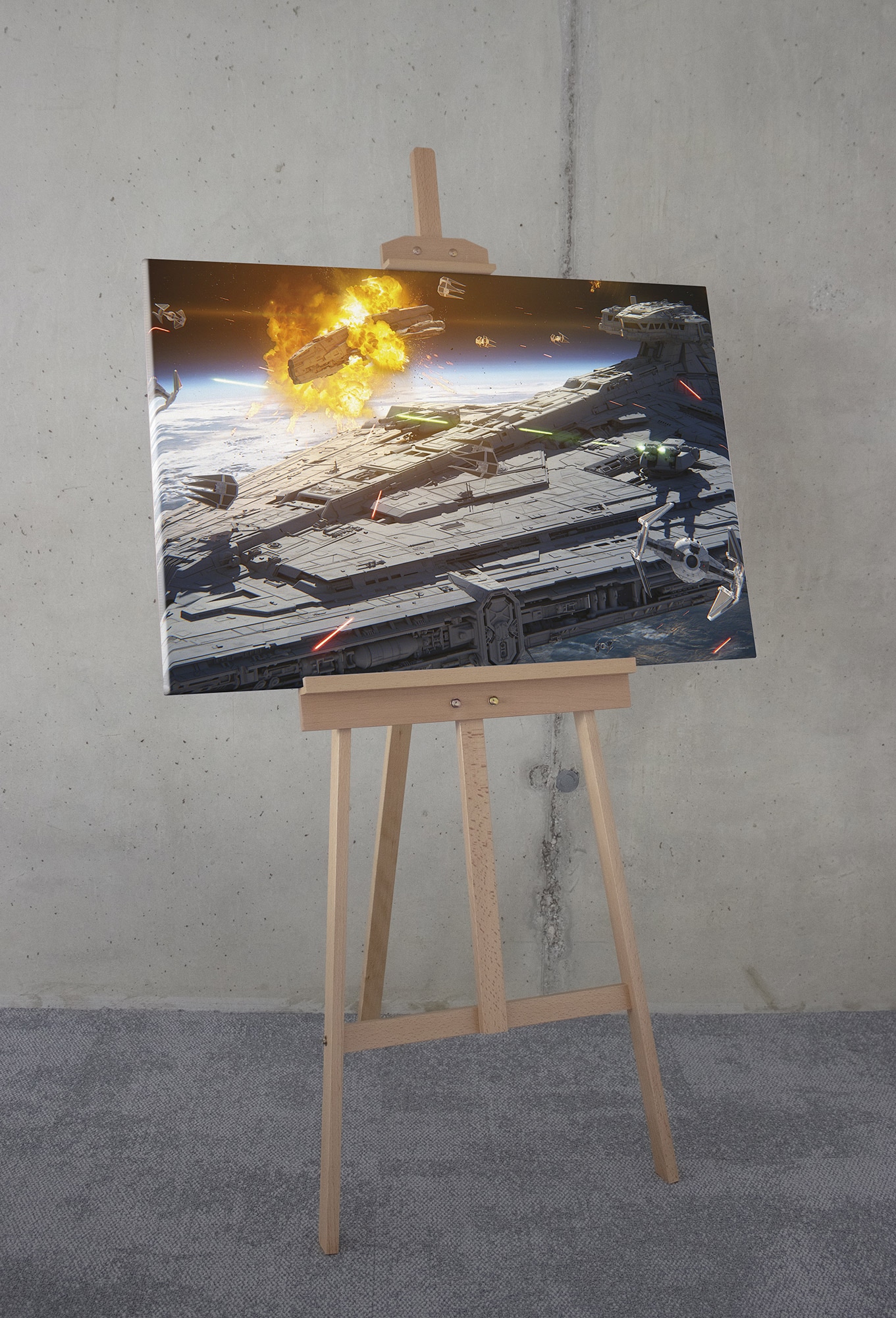 Komar Leinwandbild »Star Wars The Mandalorian Space Fight«, Disney, (1 St.), 90 x 60 cm (Breite x Höhe) - Kinderzimmer, Dekoration