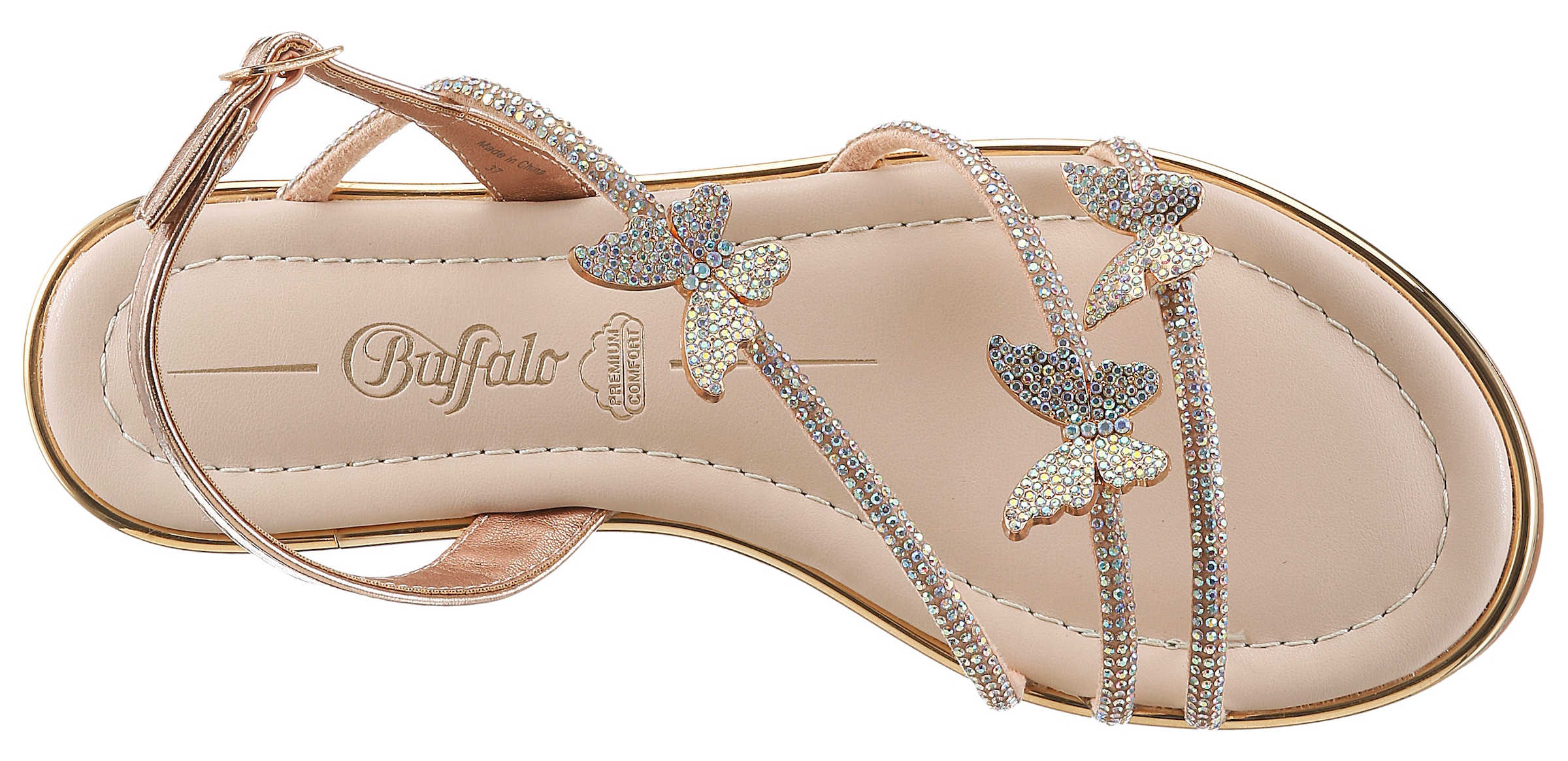 Buffalo Riemchensandale  Sommerschuh, Zehentrenner mit Glitzerdetails