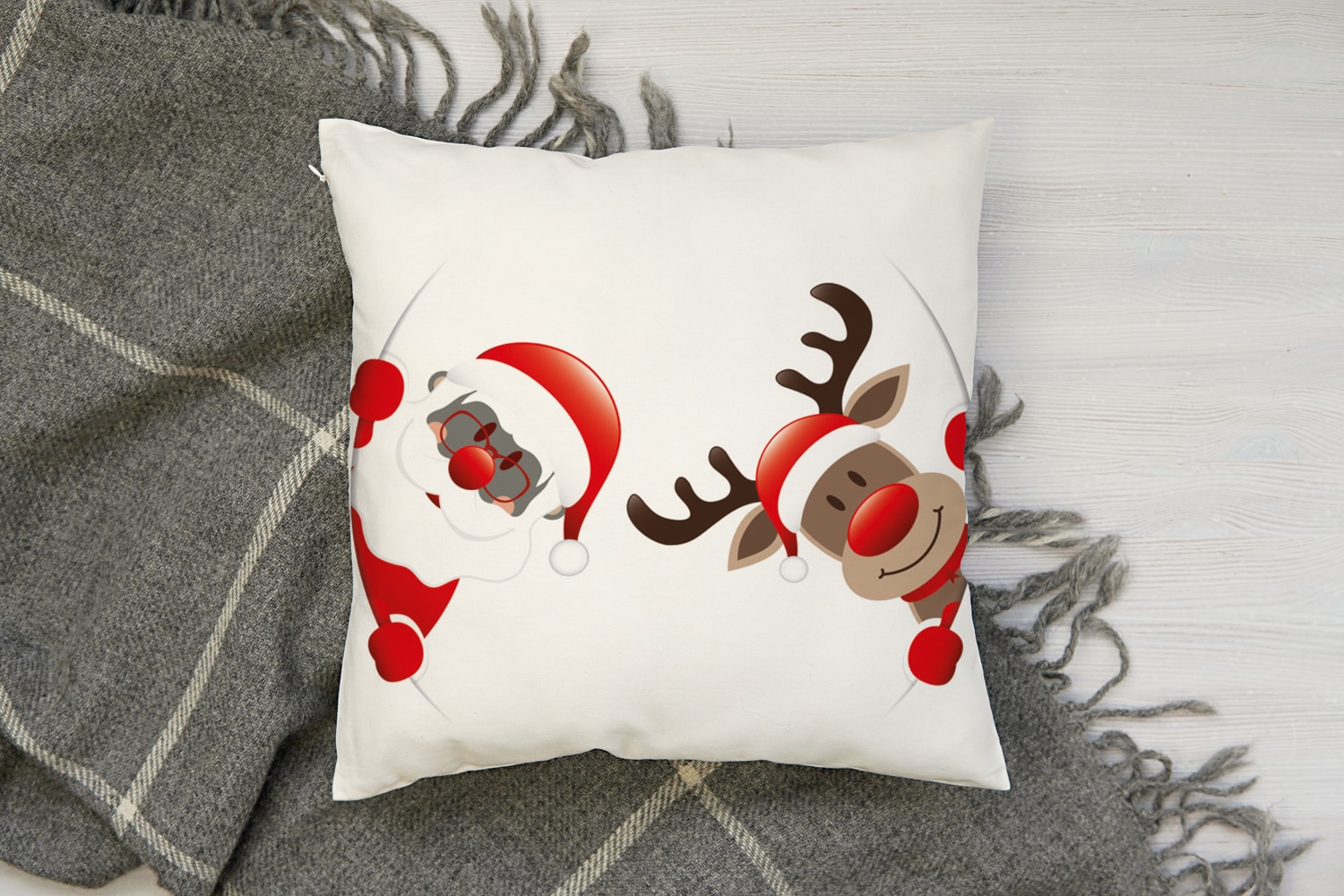 queence Dekokissen »Santa«, Kissenhülle,Weihnachtsmann,Rentier,Weihnachten,Festlich,Winterlich