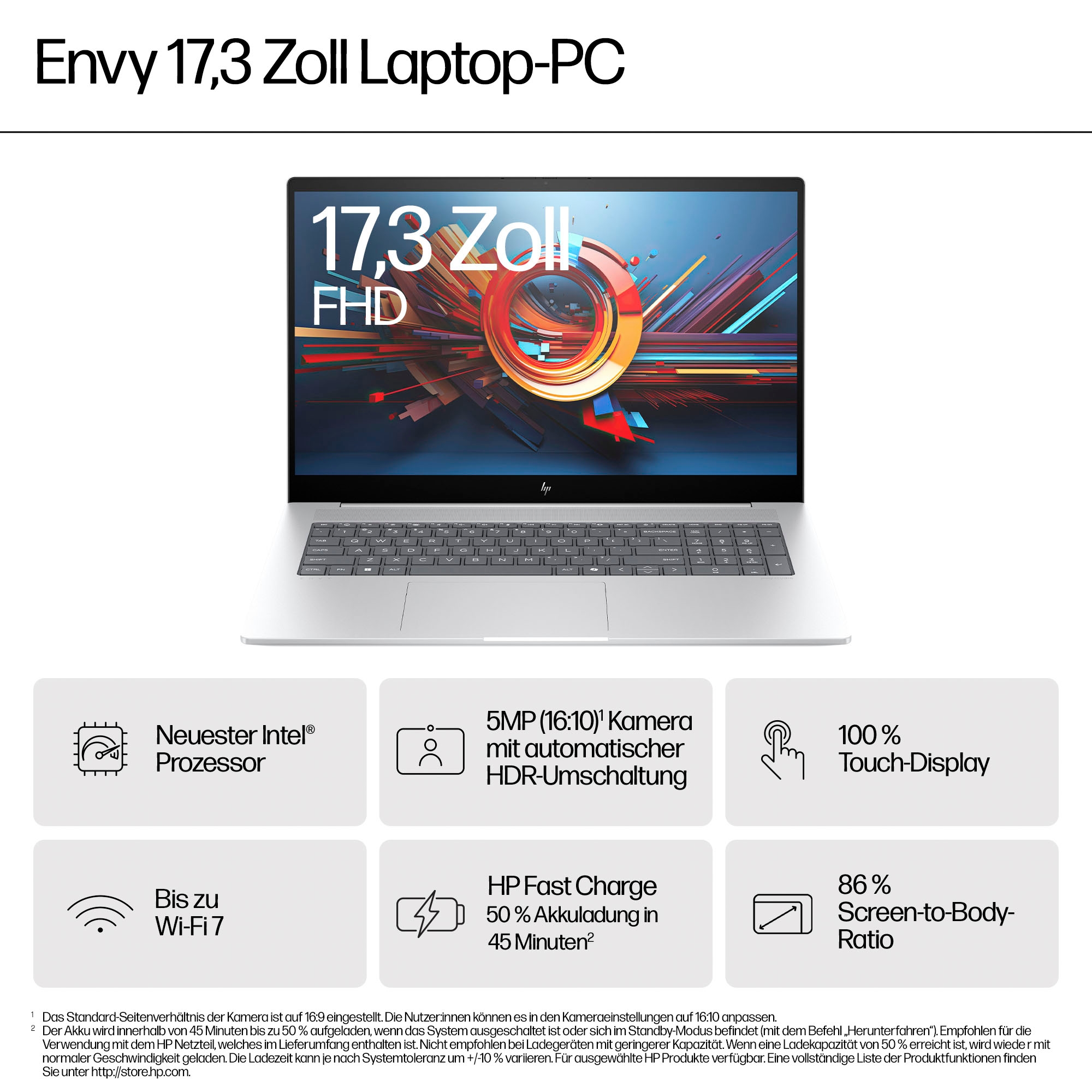 HP Notebook »Envy 17-da0277ng«, 43,9 cm, / 17,3 Zoll, Intel, Core Ultra 7, GeForce RTX 3050, 512 GB SSD