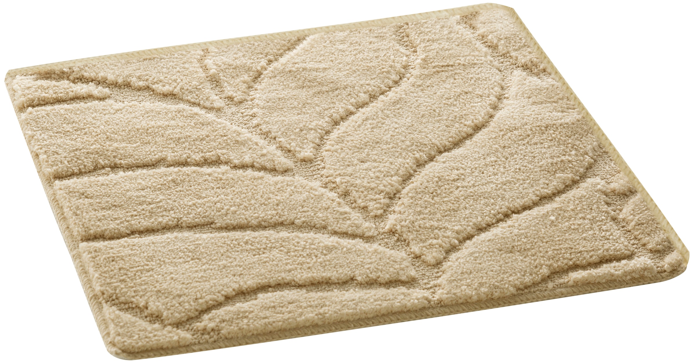my home Badematte »Epense, Badvorleger, Badezimmer Teppich, Duschvorleger«, fußbodenheizungsgeeignet-schnell trocknend, Badteppich, Uni Farben, Blätter, Hoch-Tief Effekt