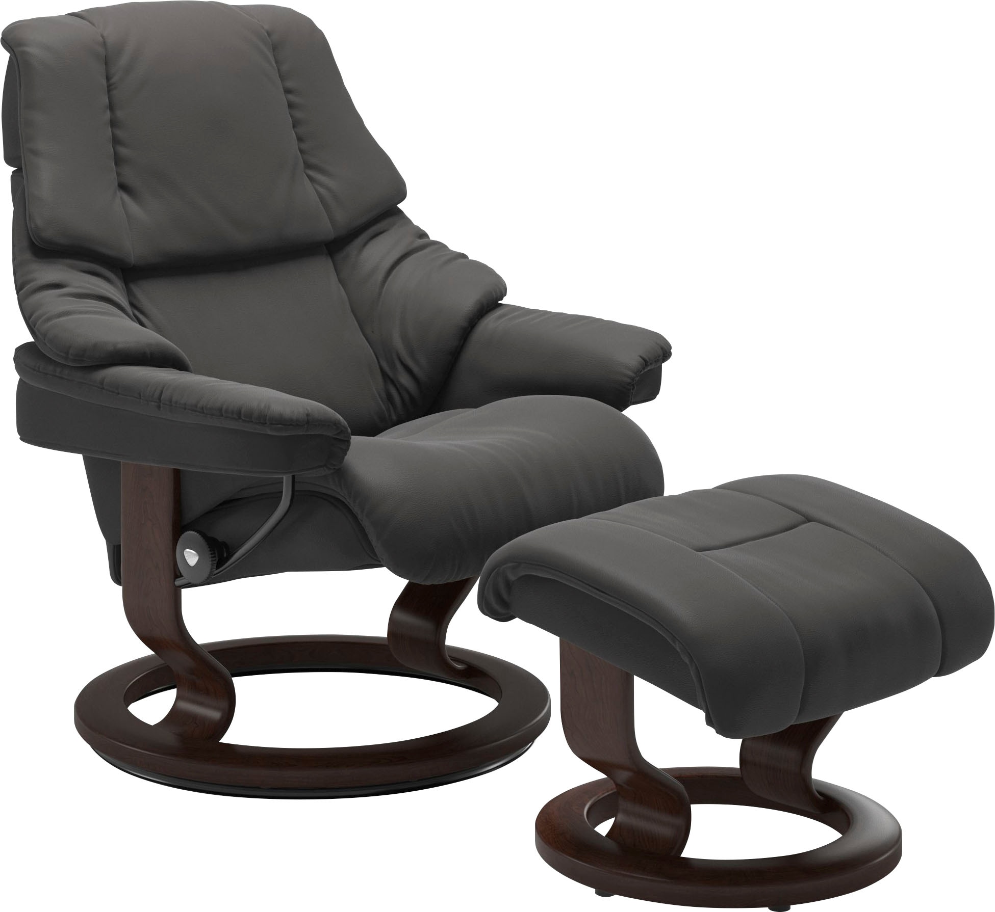 Stressless® Relaxsessel »Reno«, (Set, Relaxsessel mit Hocker), mit Hocker, mit Classic Base, Größe S, M & L, Gestell Braun