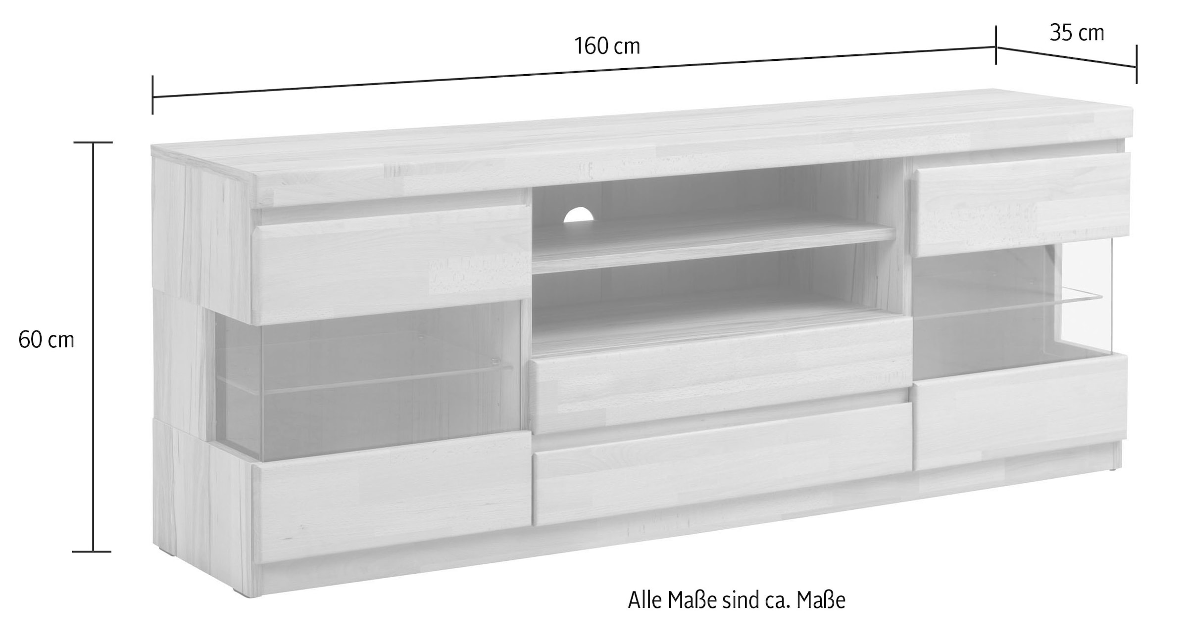 Home affaire Lowboard »OSLO«, Breite ca. 160 cm, Teilmassiv