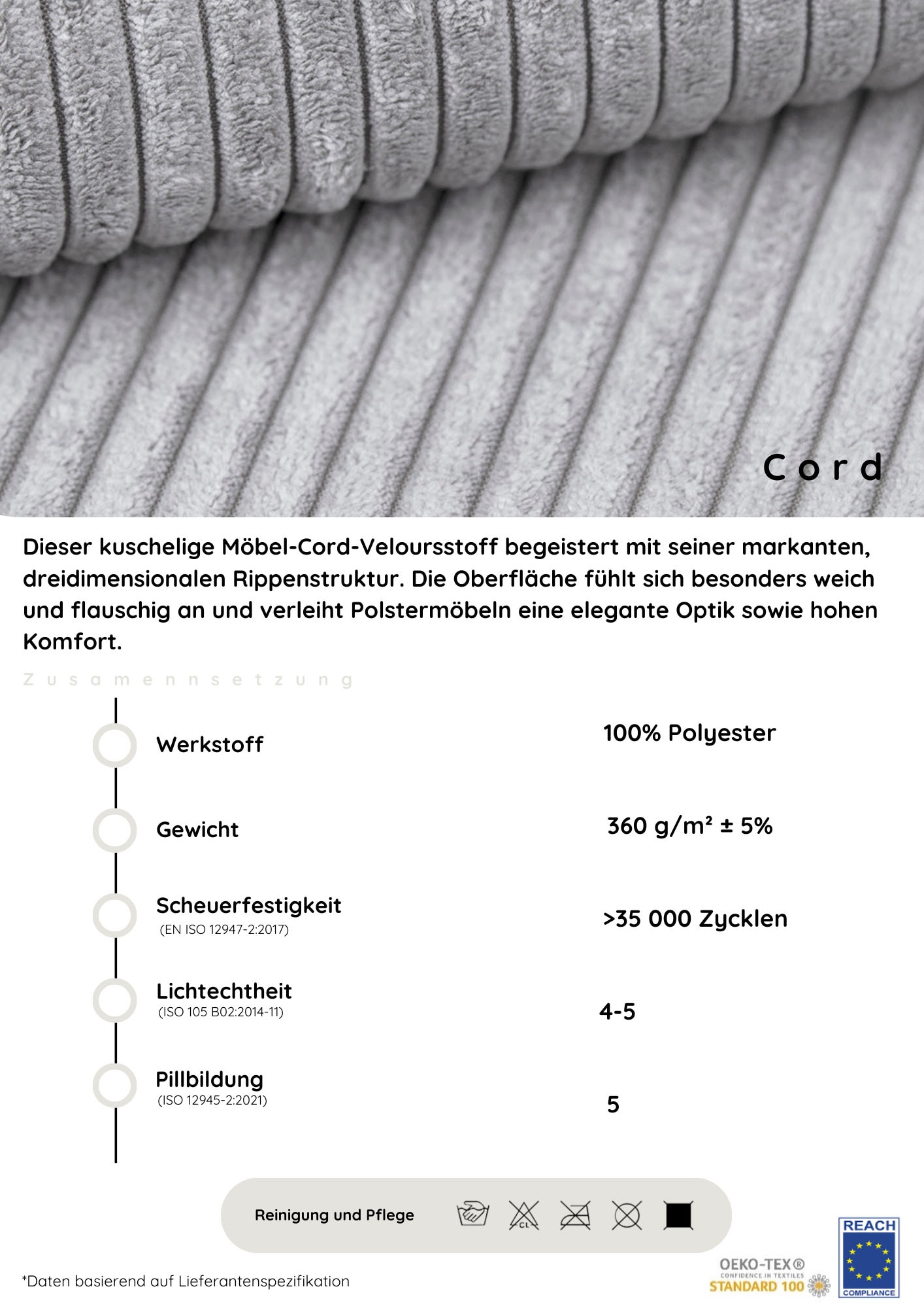 COLLECTION AB Polsterbett »Marla erhältlich in der Breite 180x200cm, mit Cordstoff bezogen«, wahlweise mit Lattenrost und King-Matratze (28cm)