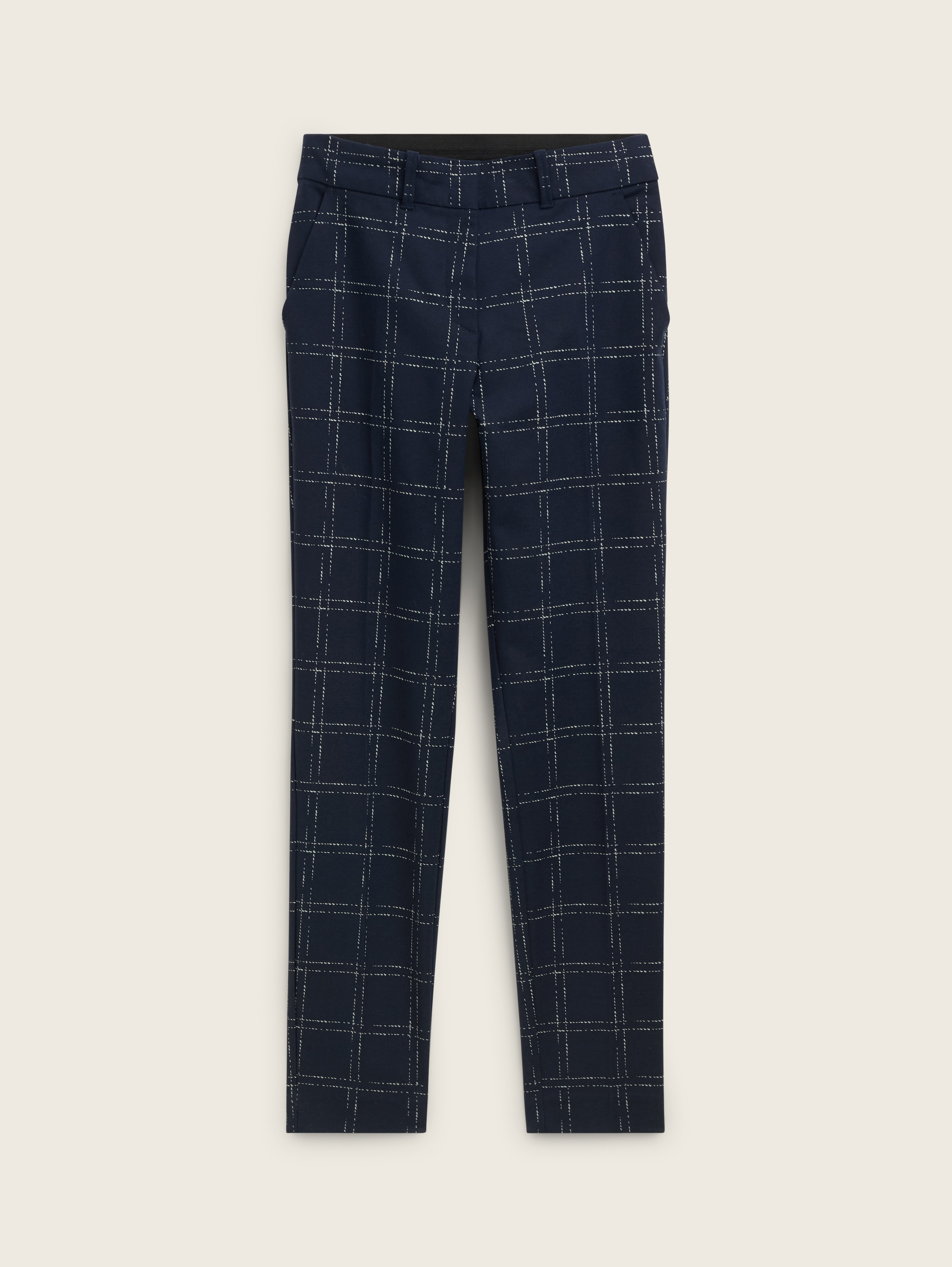 TOM TAILOR Stoffhose »MIA« Sommerhose im Chino-Stil delicate navy check design 44 - Länge 30 Länge 30 44 Chino Hose für Damen von TOM TAILOR