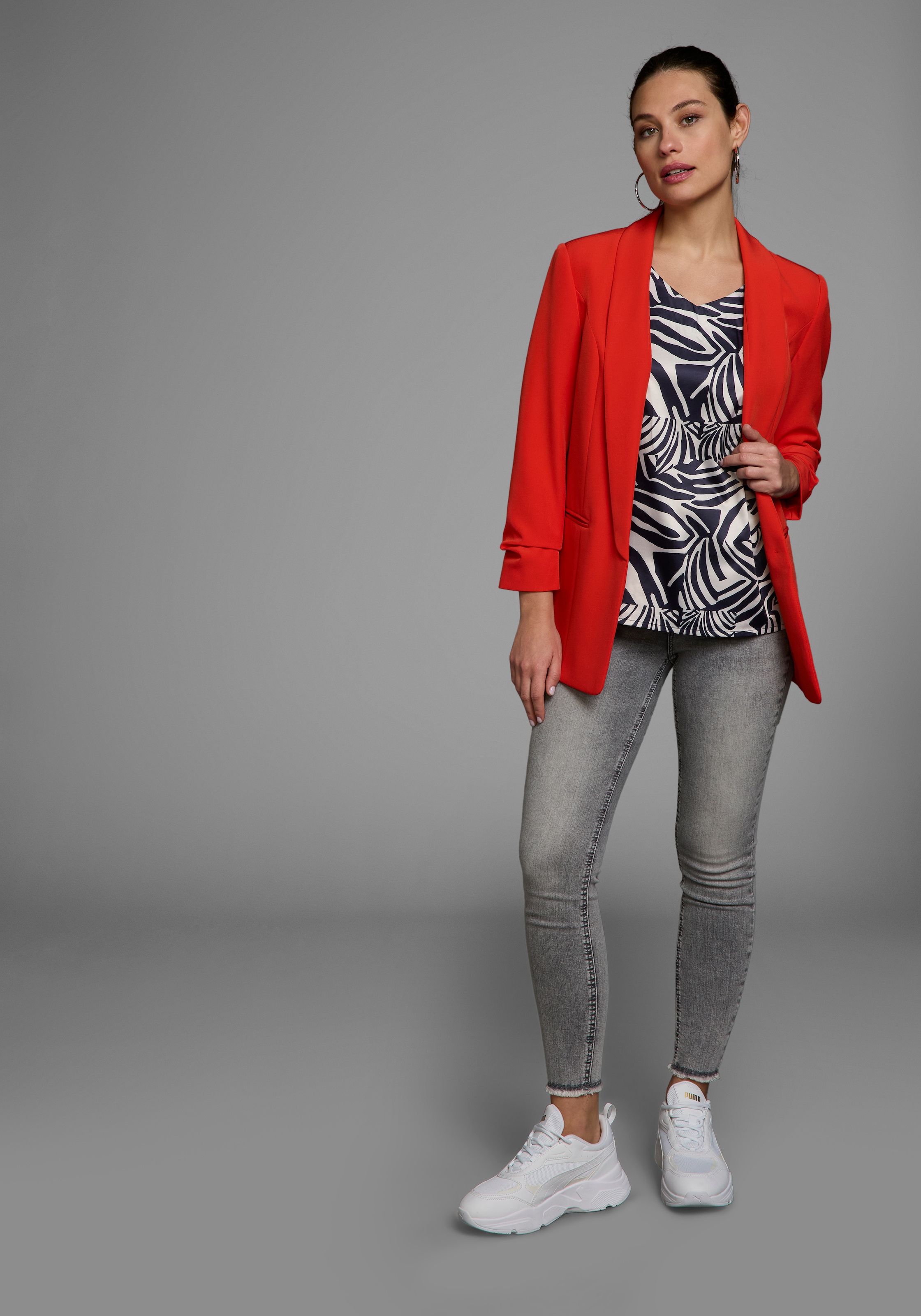 Laura Scott Shirtbluse, in Shirt-Optik, vorne leichtglänzender Satin - NEUE KOLLEKTION