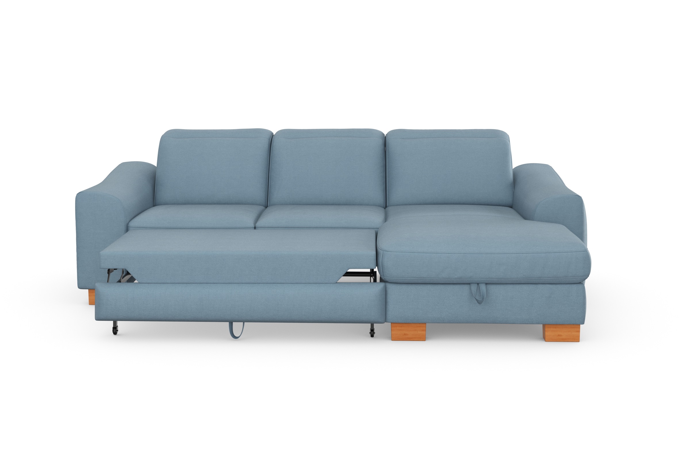 sit&more Ecksofa »Dundee L-Form«, mit Federkern und Massivholzfüßen, wahlweise mit Kopfteilverstellung