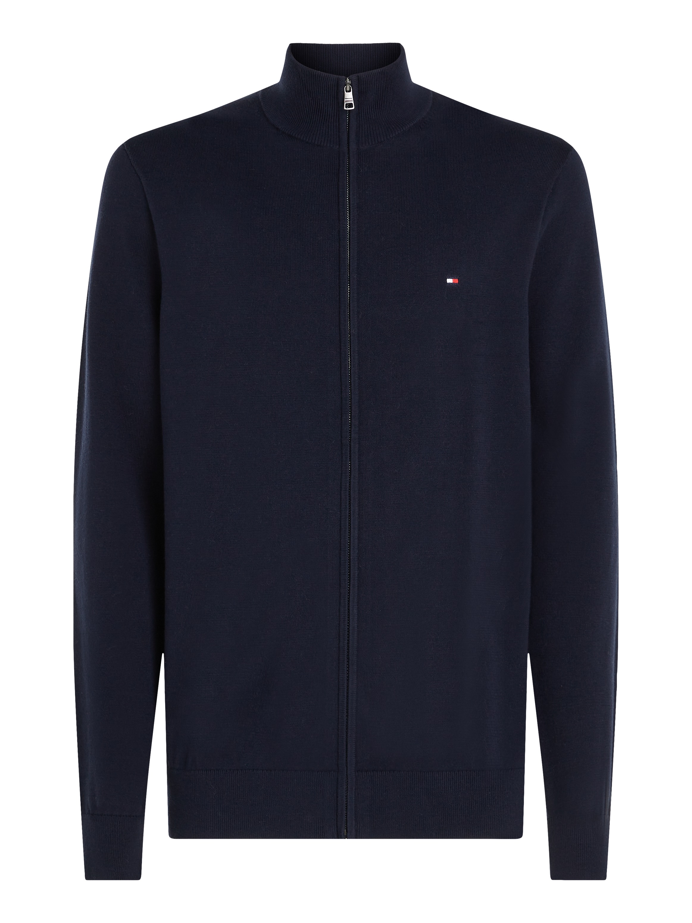 Tommy Hilfiger Strickjacke »ESSENTIAL COTTON ZIP THRU«, mit Logostickerei